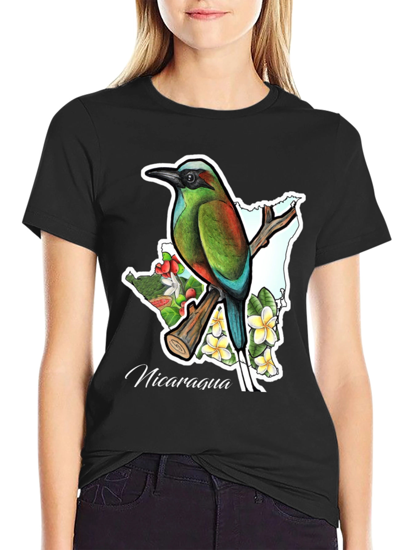Nicaragua Bird & Flowers Graphic T-Shirt