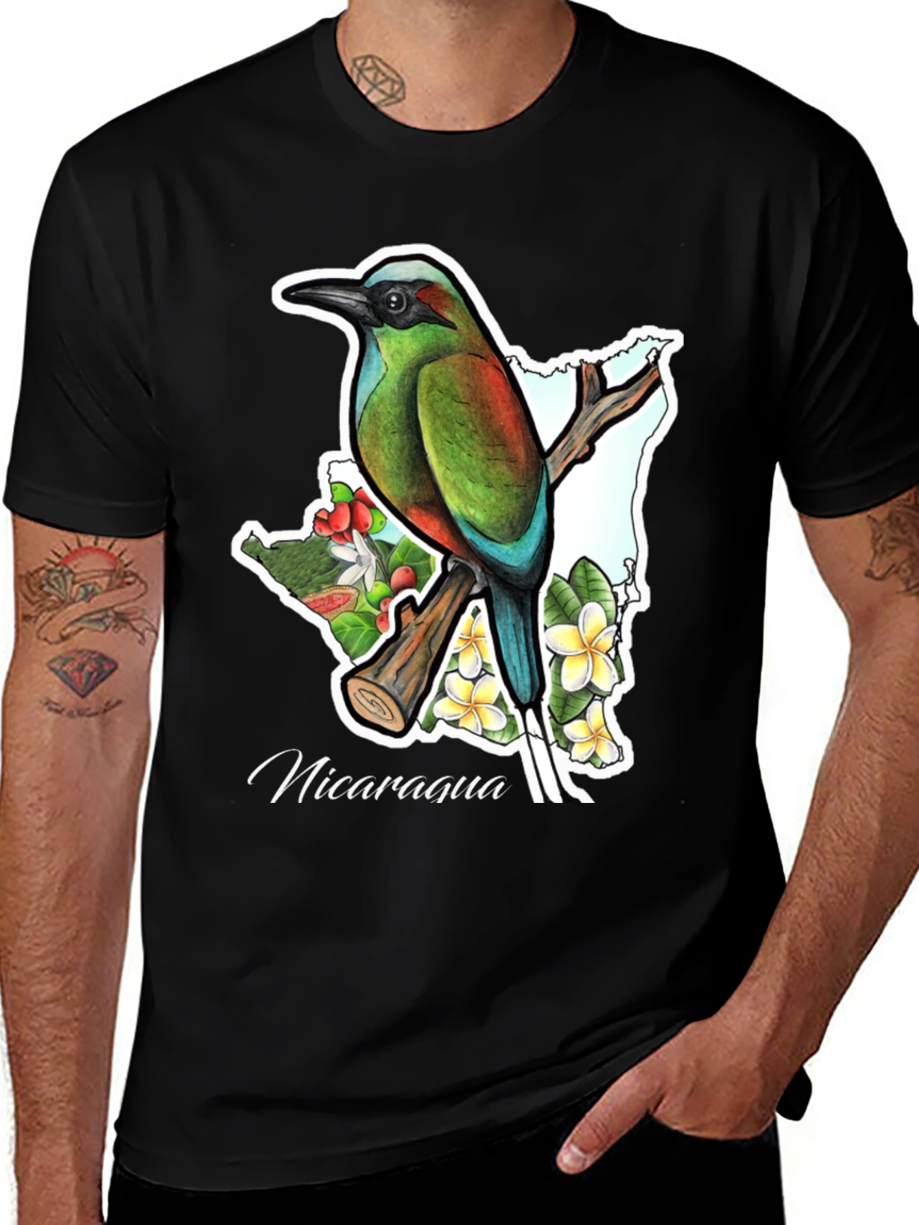Nicaragua Bird & Flowers Graphic T-Shirt