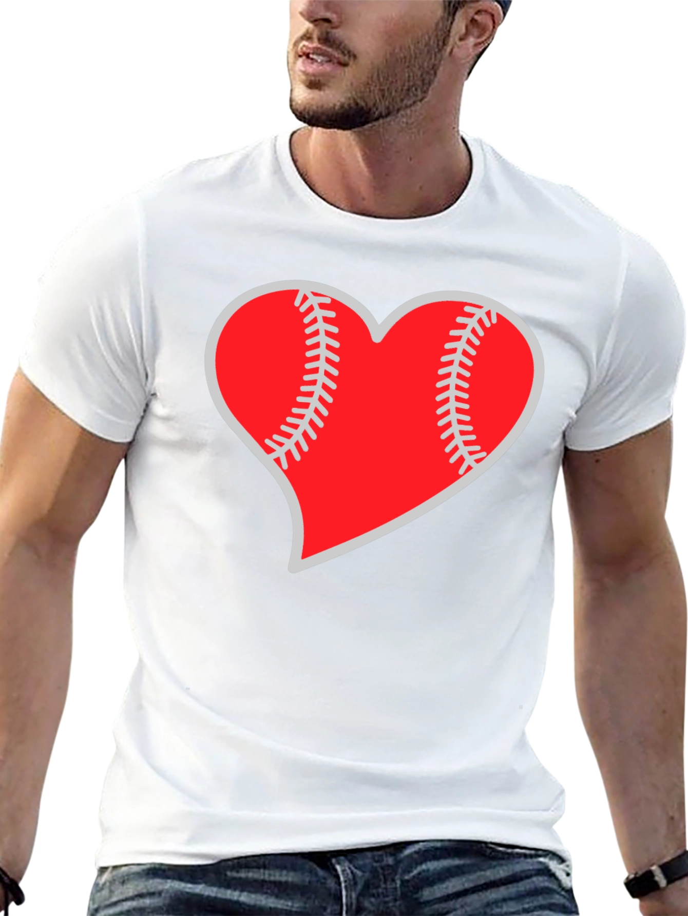 Baseball Heart Graphic Tee - Black Casual T-Shirt