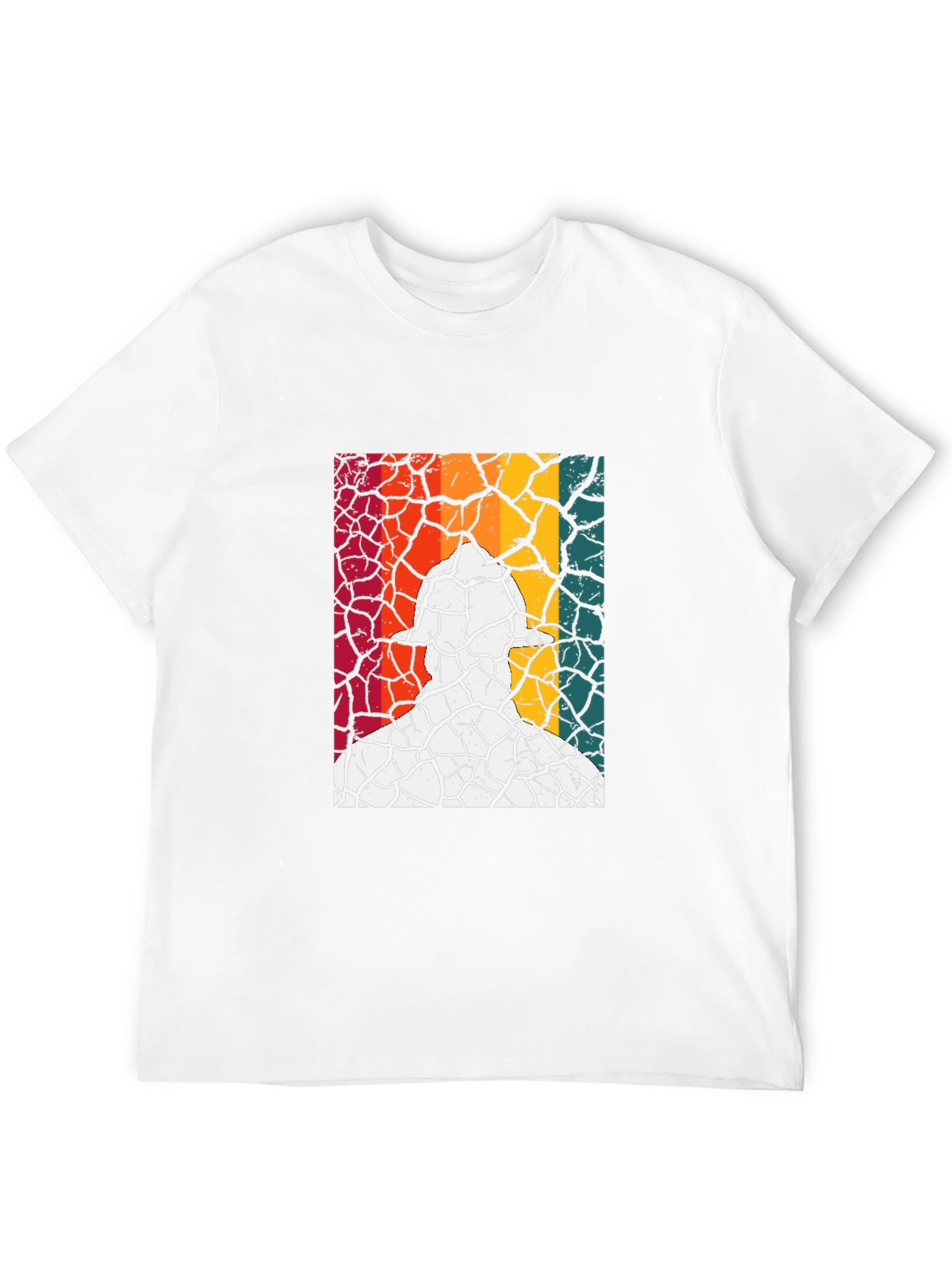 Retro Fireman Cracked Earth Black T-Shirt