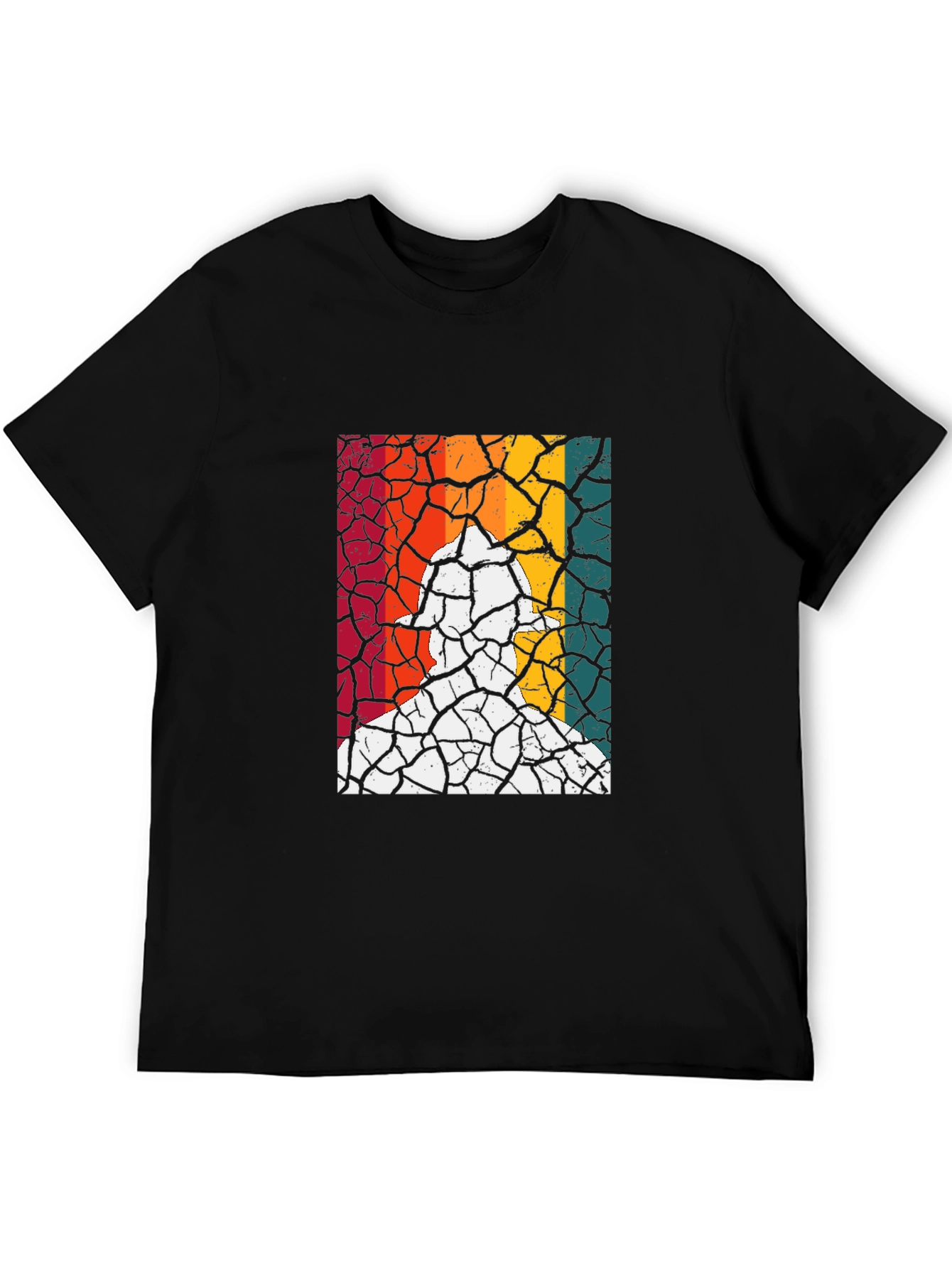 Retro Fireman Cracked Earth Black T-Shirt