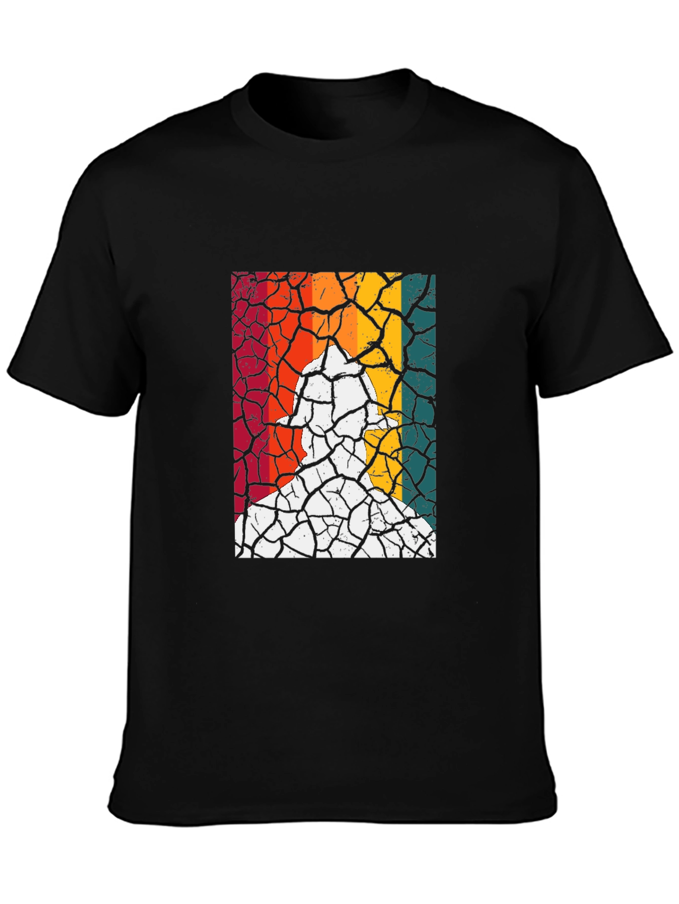 Retro Fireman Cracked Earth Black T-Shirt