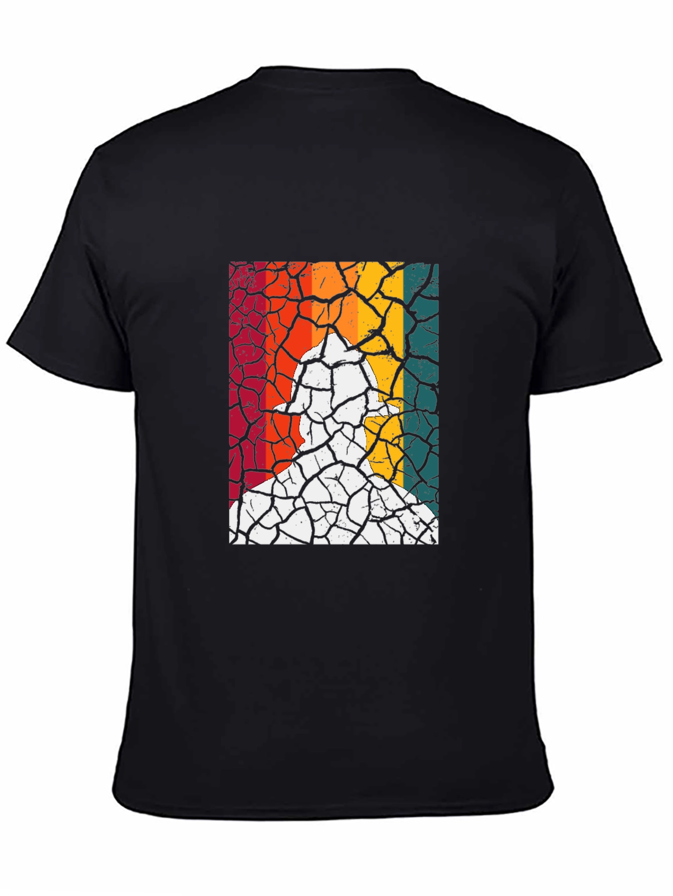 Retro Fireman Cracked Earth Black T-Shirt