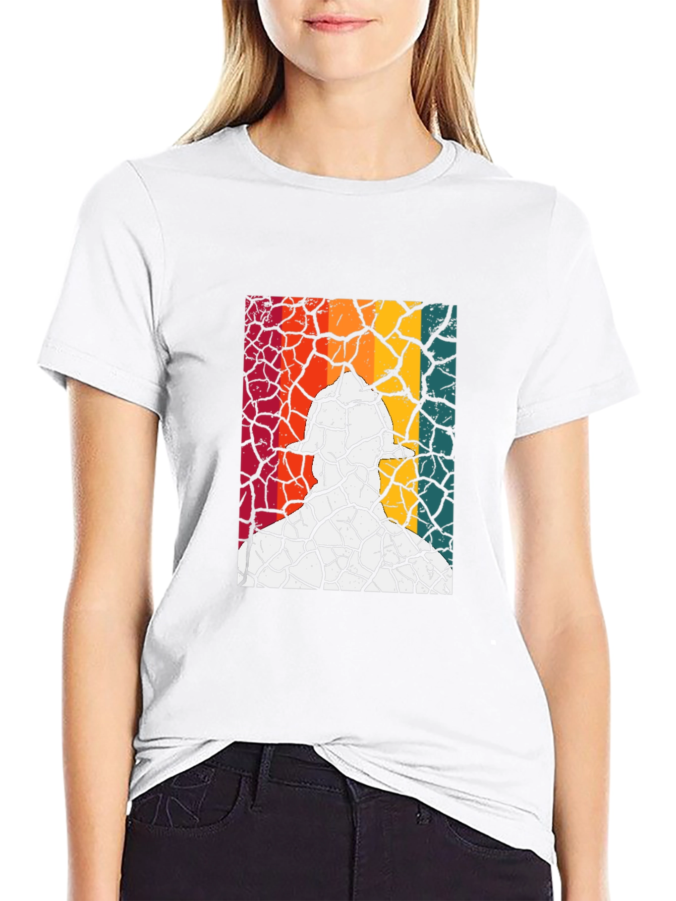 Retro Fireman Cracked Earth Black T-Shirt