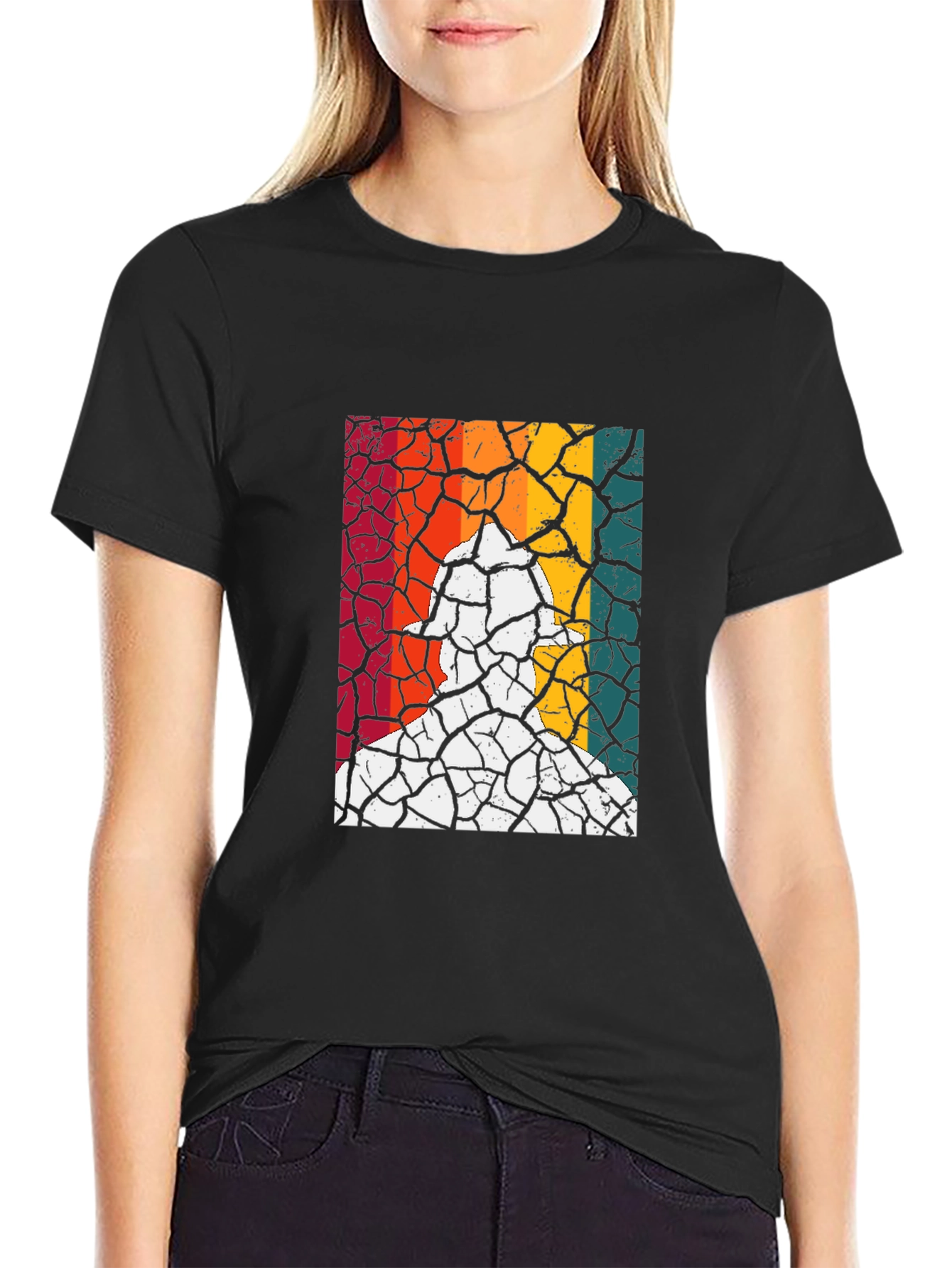 Retro Fireman Cracked Earth Black T-Shirt