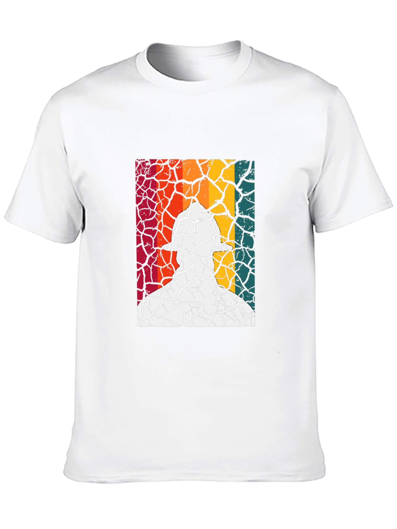 Retro Fireman Cracked Earth Black T-Shirt