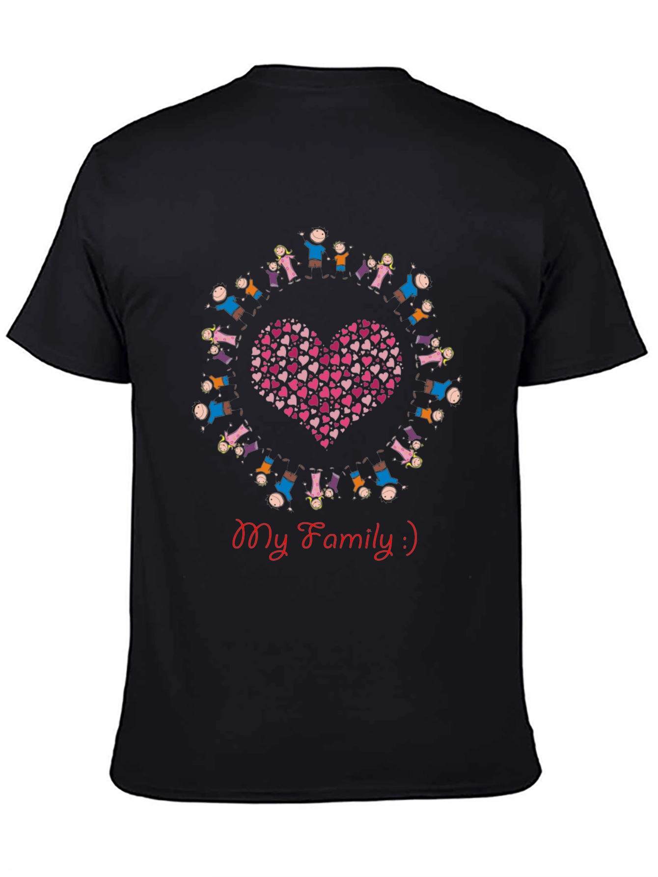 My Family Heart Graphic Black T-Shirt