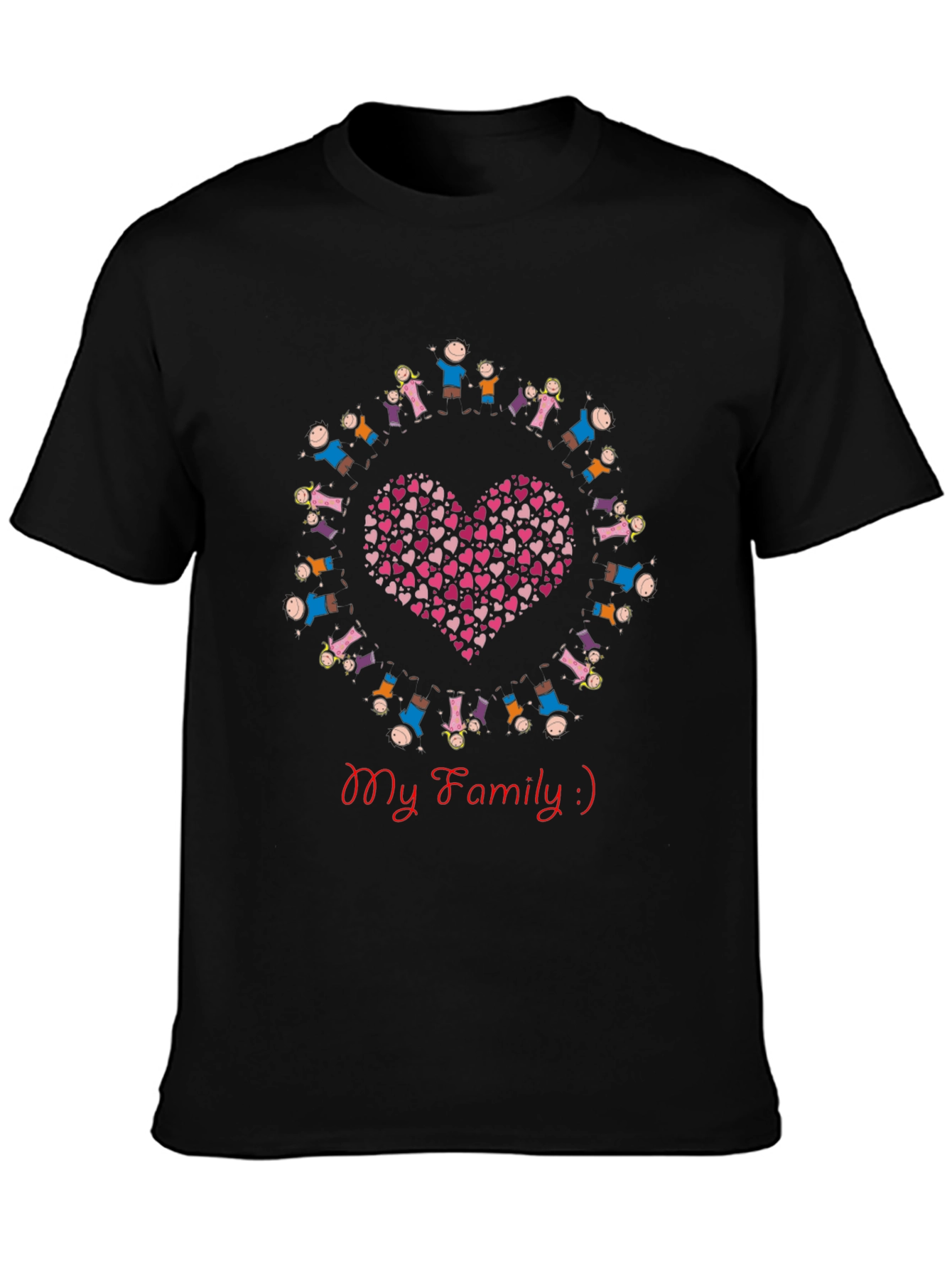 My Family Heart Graphic Black T-Shirt