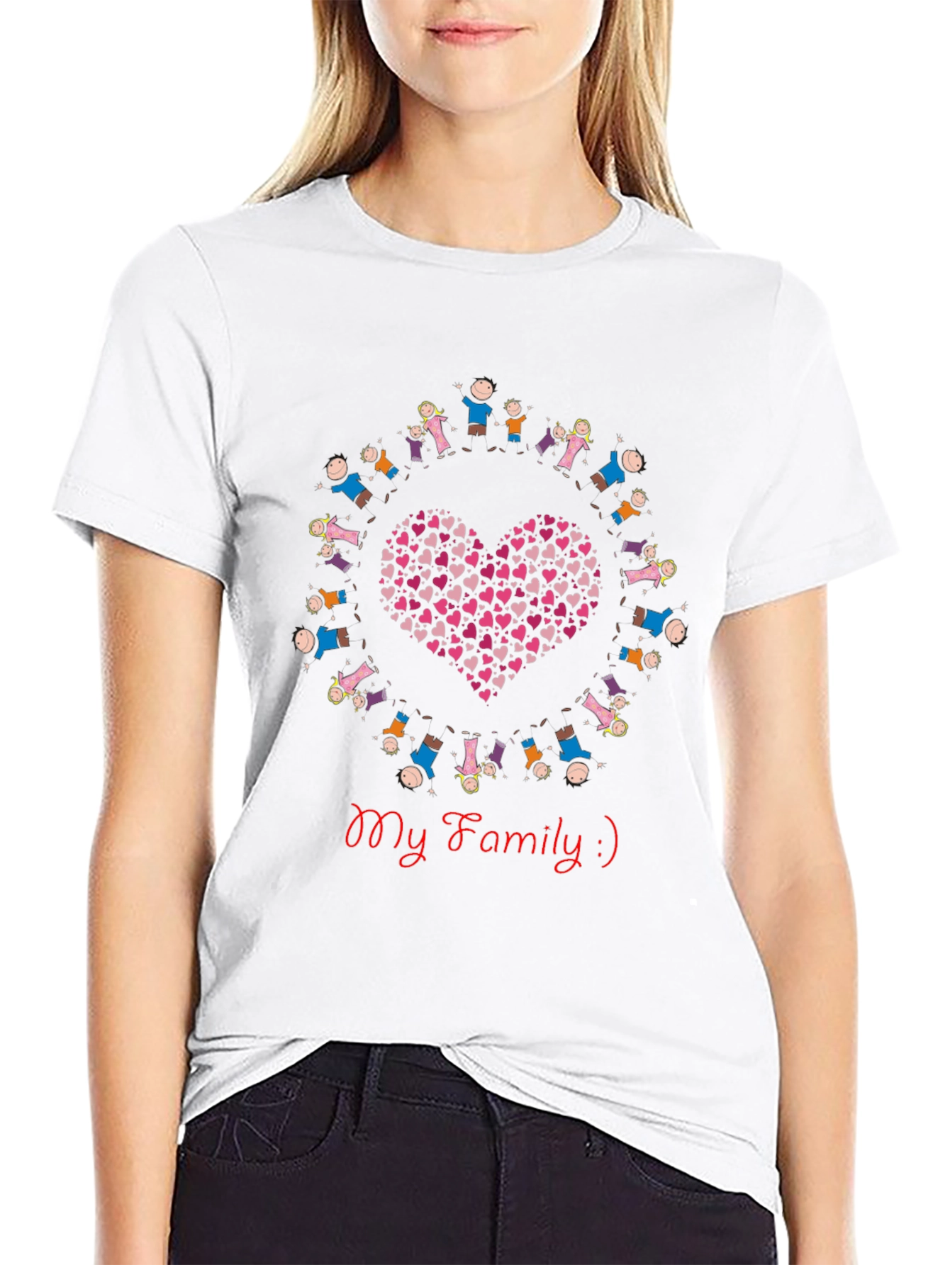 My Family Heart Graphic Black T-Shirt