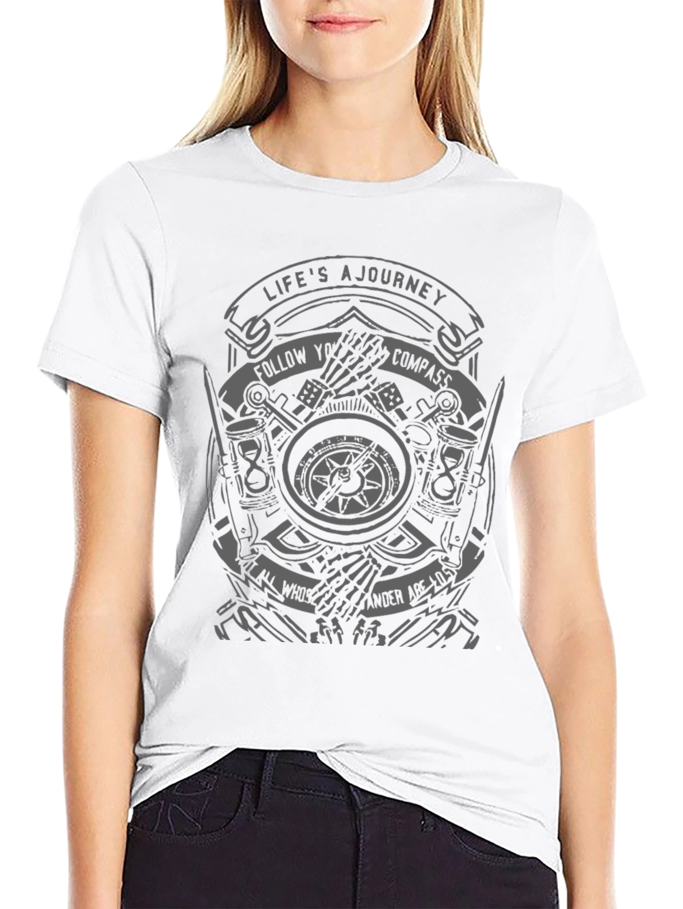 Lifes A Journey Compass Graphic T-Shirt