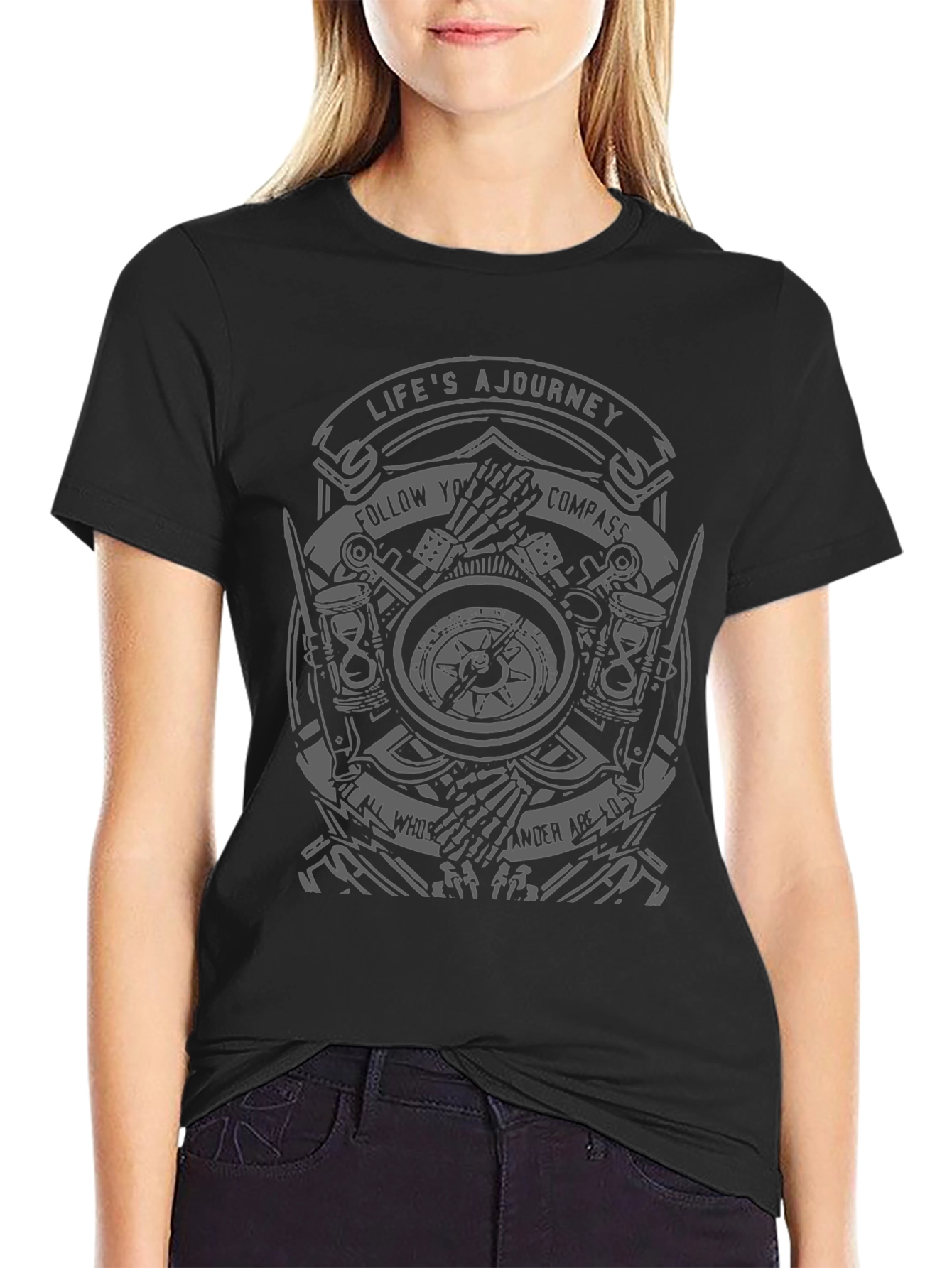 Lifes A Journey Compass Graphic T-Shirt