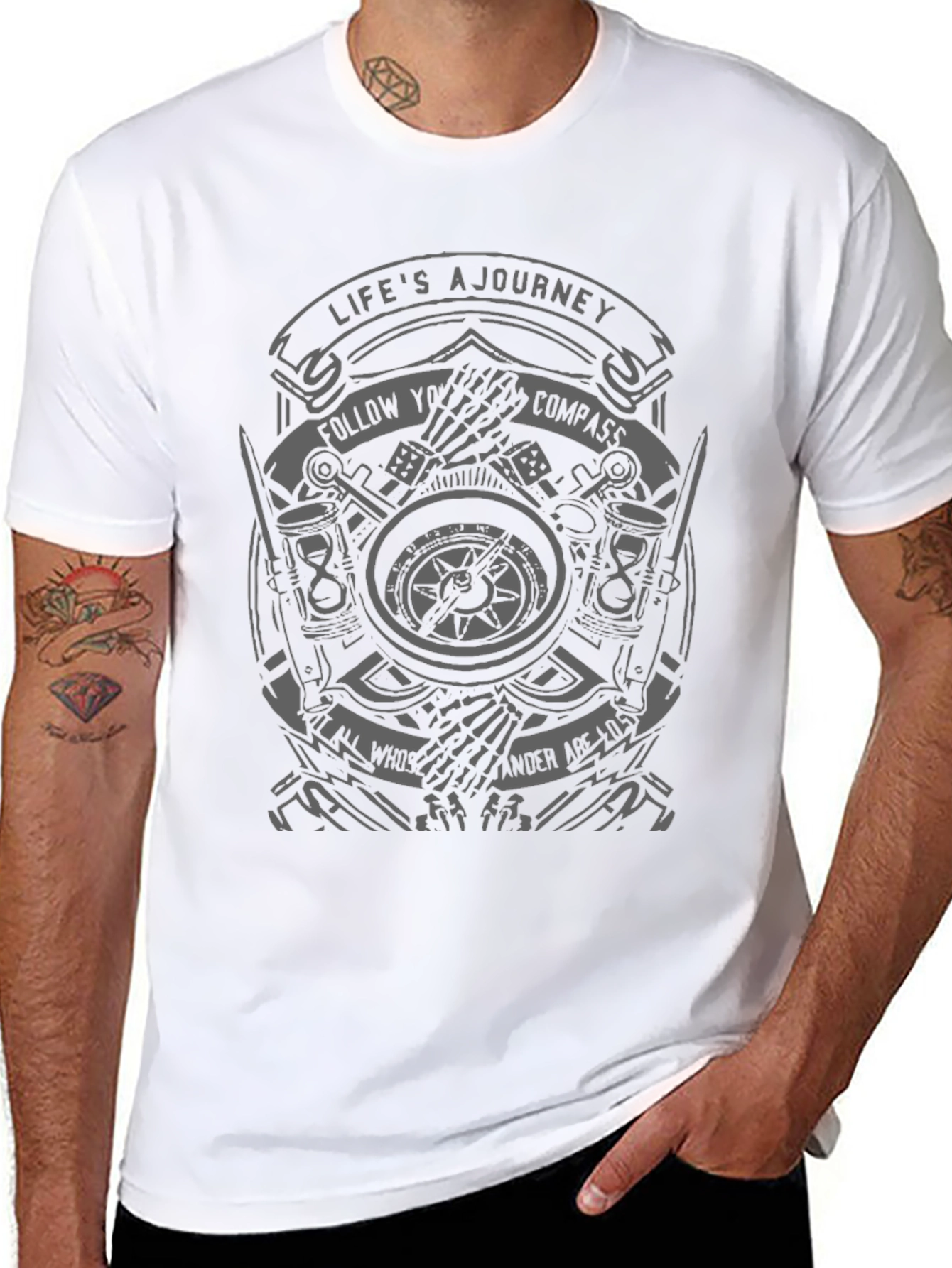 Lifes A Journey Compass Graphic T-Shirt