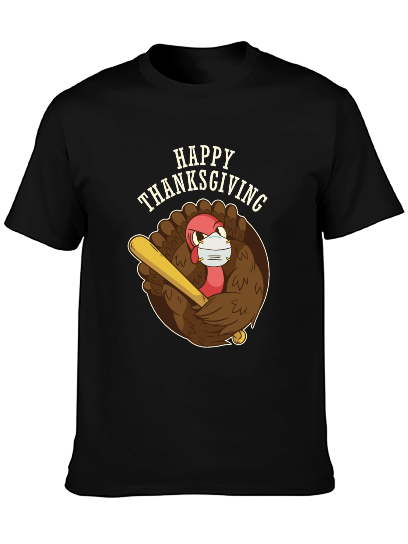Happy Thanksgiving Turkey Mask T-Shirt