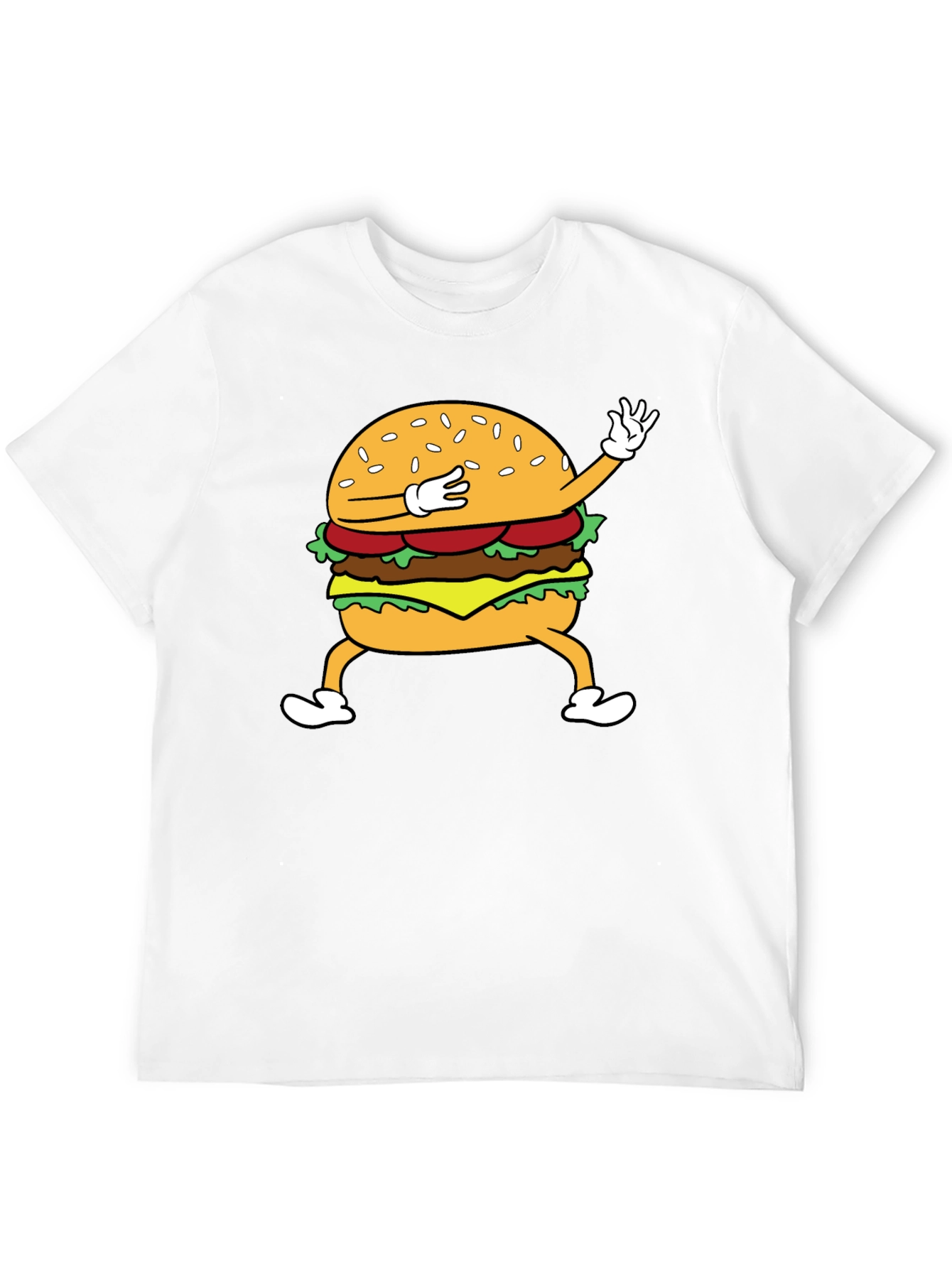 Dabbing Burger Graphic T-Shirt - Fun Casual Tee