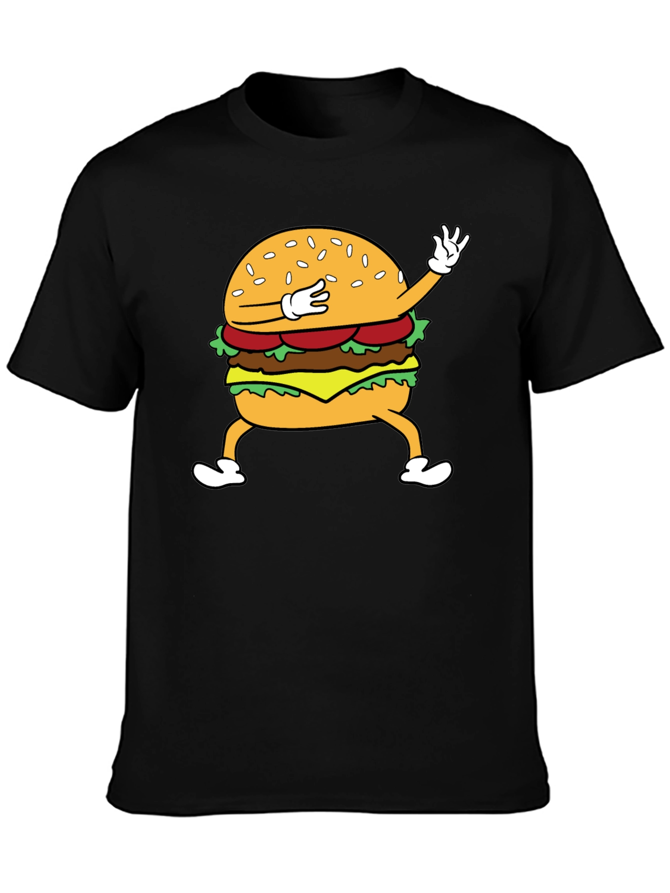 Dabbing Burger Graphic T-Shirt - Fun Casual Tee