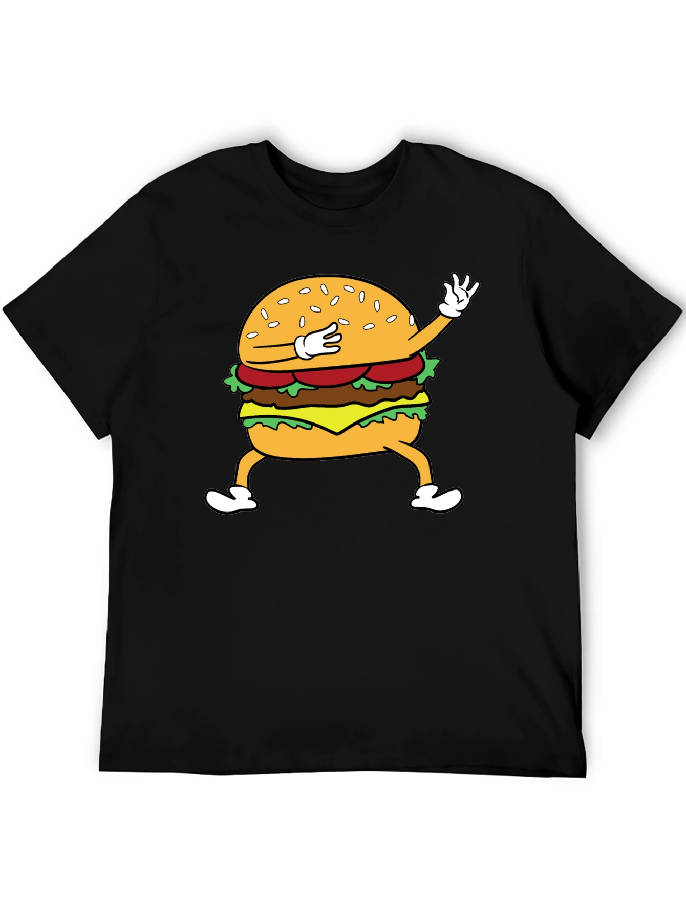Dabbing Burger Graphic T-Shirt - Fun Casual Tee