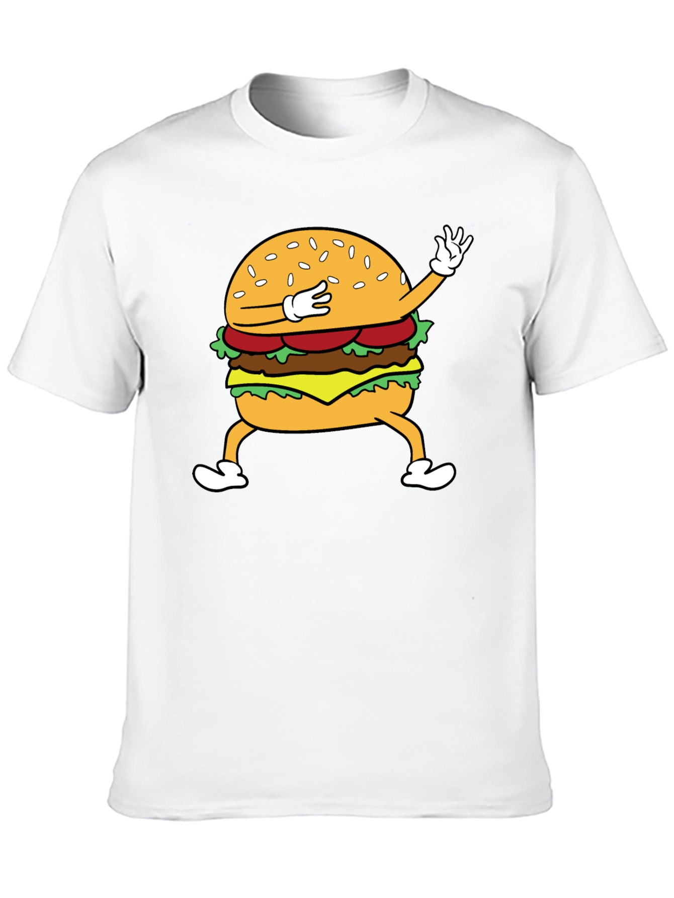 Dabbing Burger Graphic T-Shirt - Fun Casual Tee
