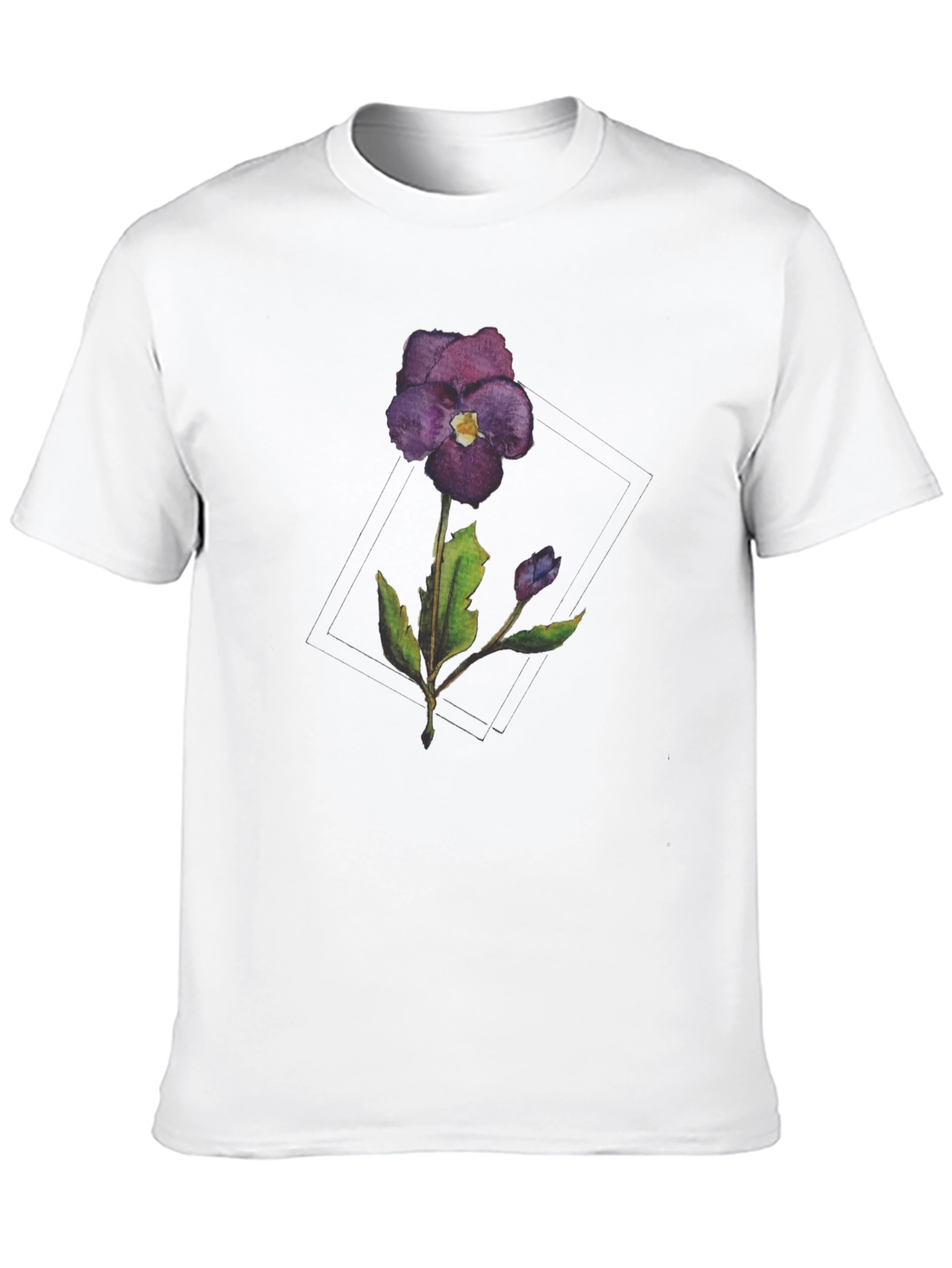 Violet Flower Graphic T-Shirt - Casual Style