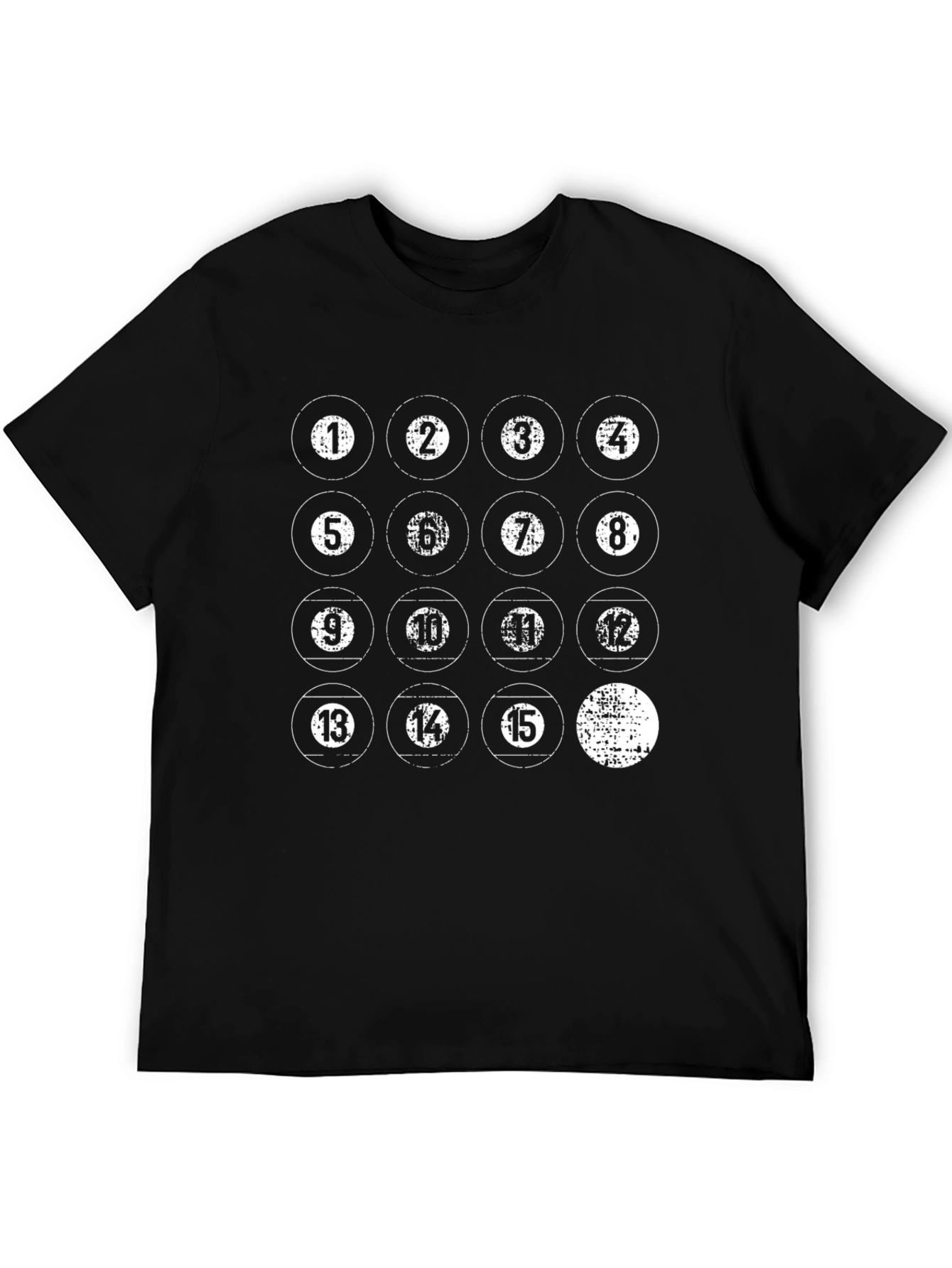 Distressed Pool Balls Graphic Black T-Shirt