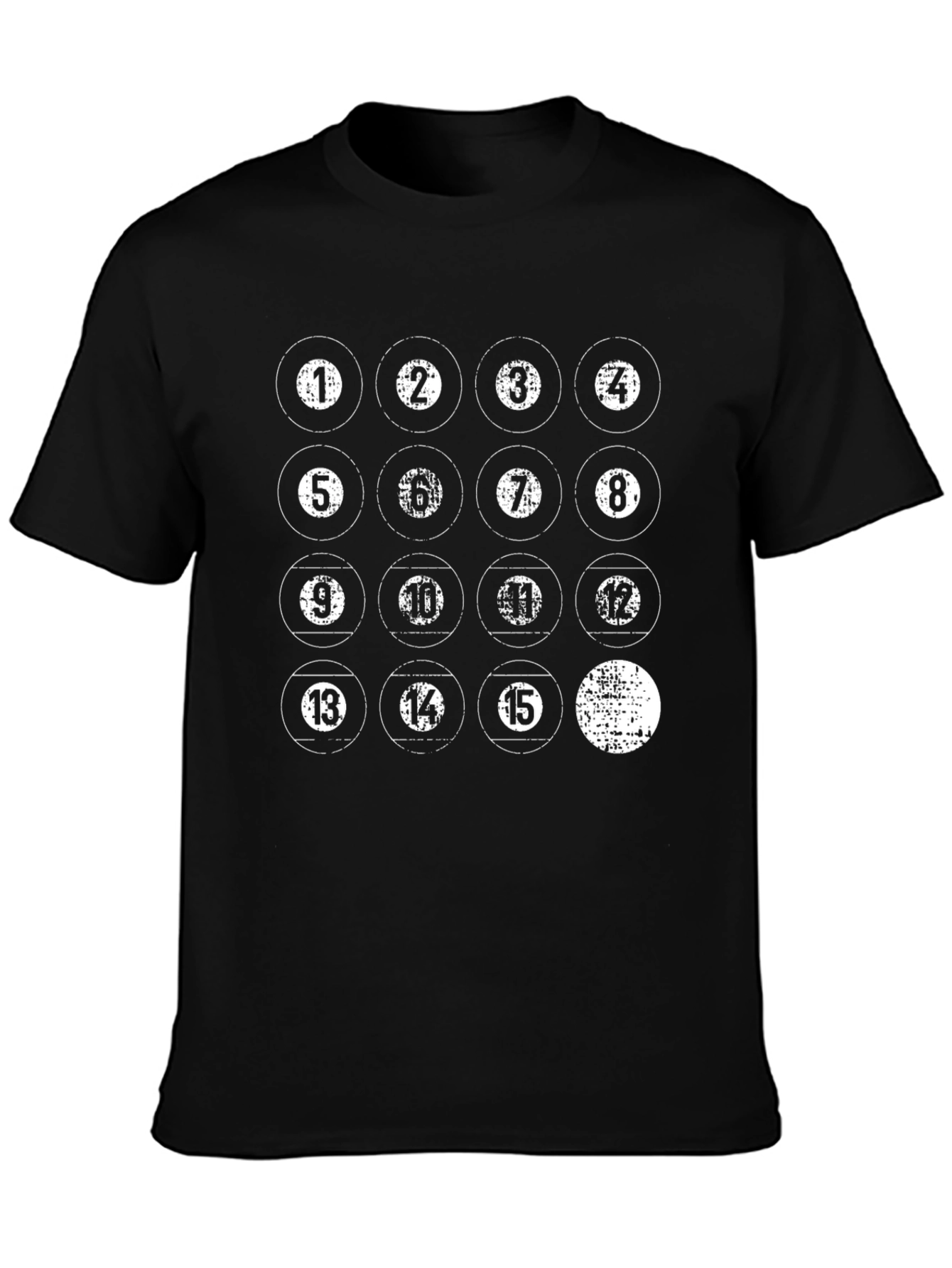 Distressed Pool Balls Graphic Black T-Shirt