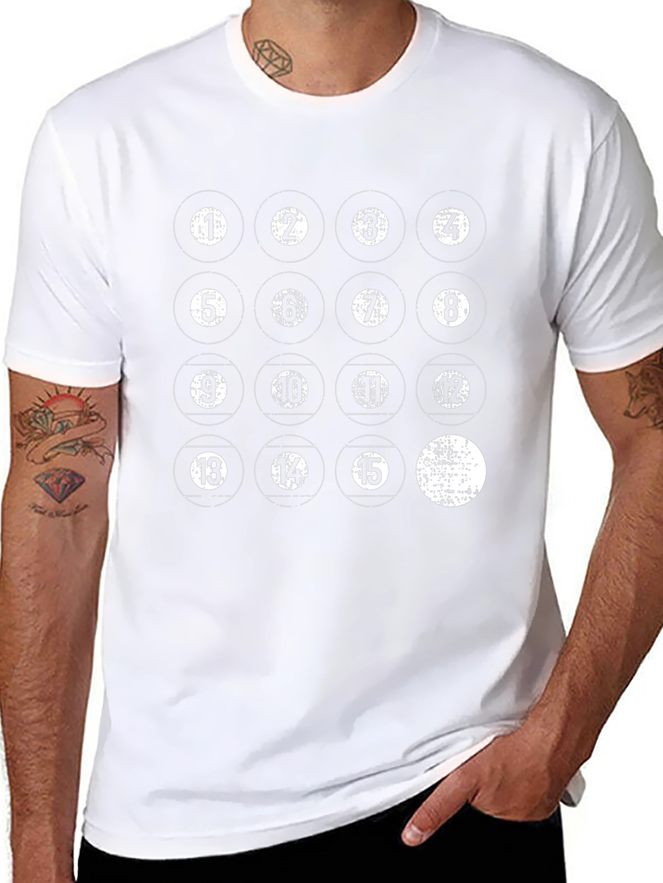 Distressed Pool Balls Graphic Black T-Shirt