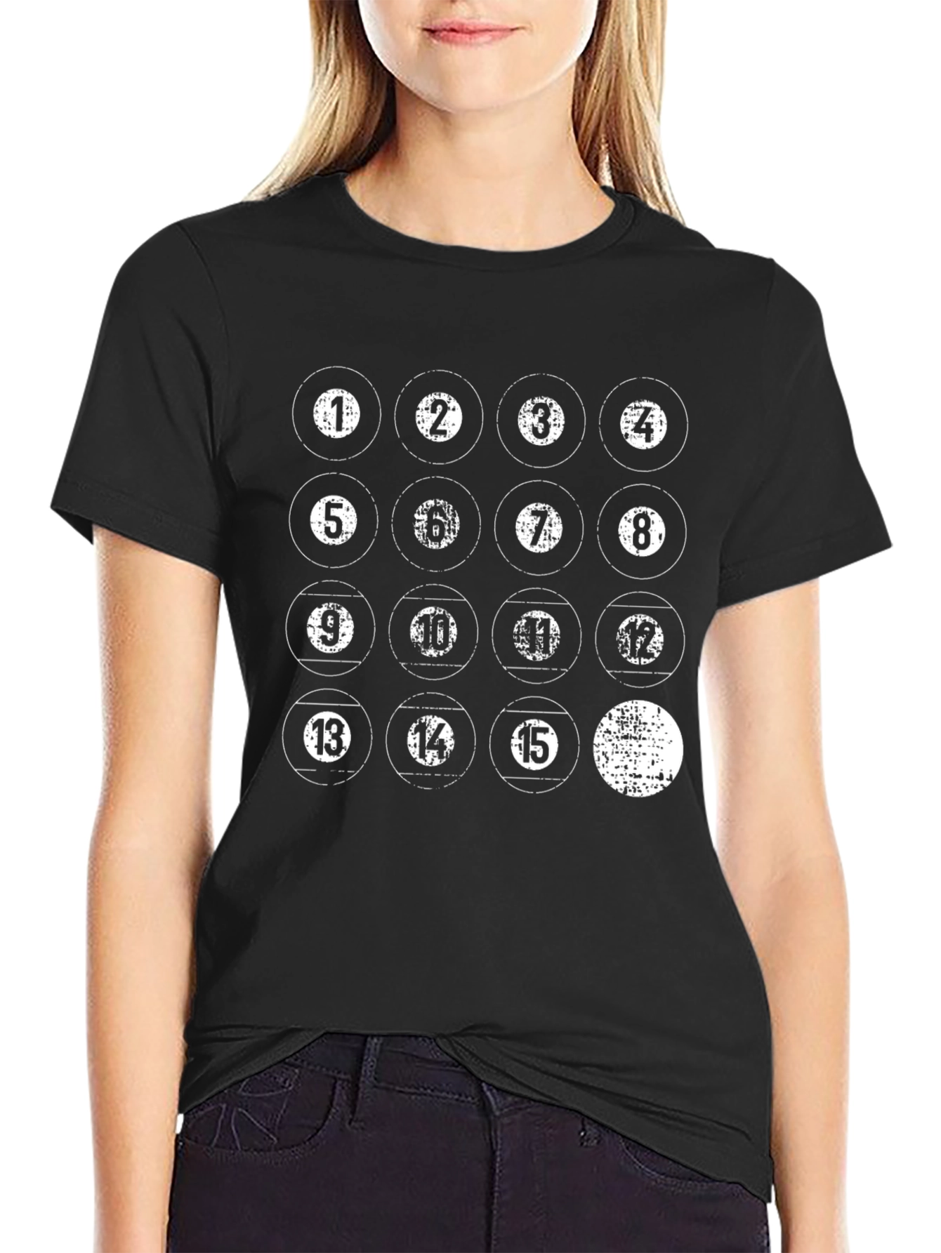 Distressed Pool Balls Graphic Black T-Shirt