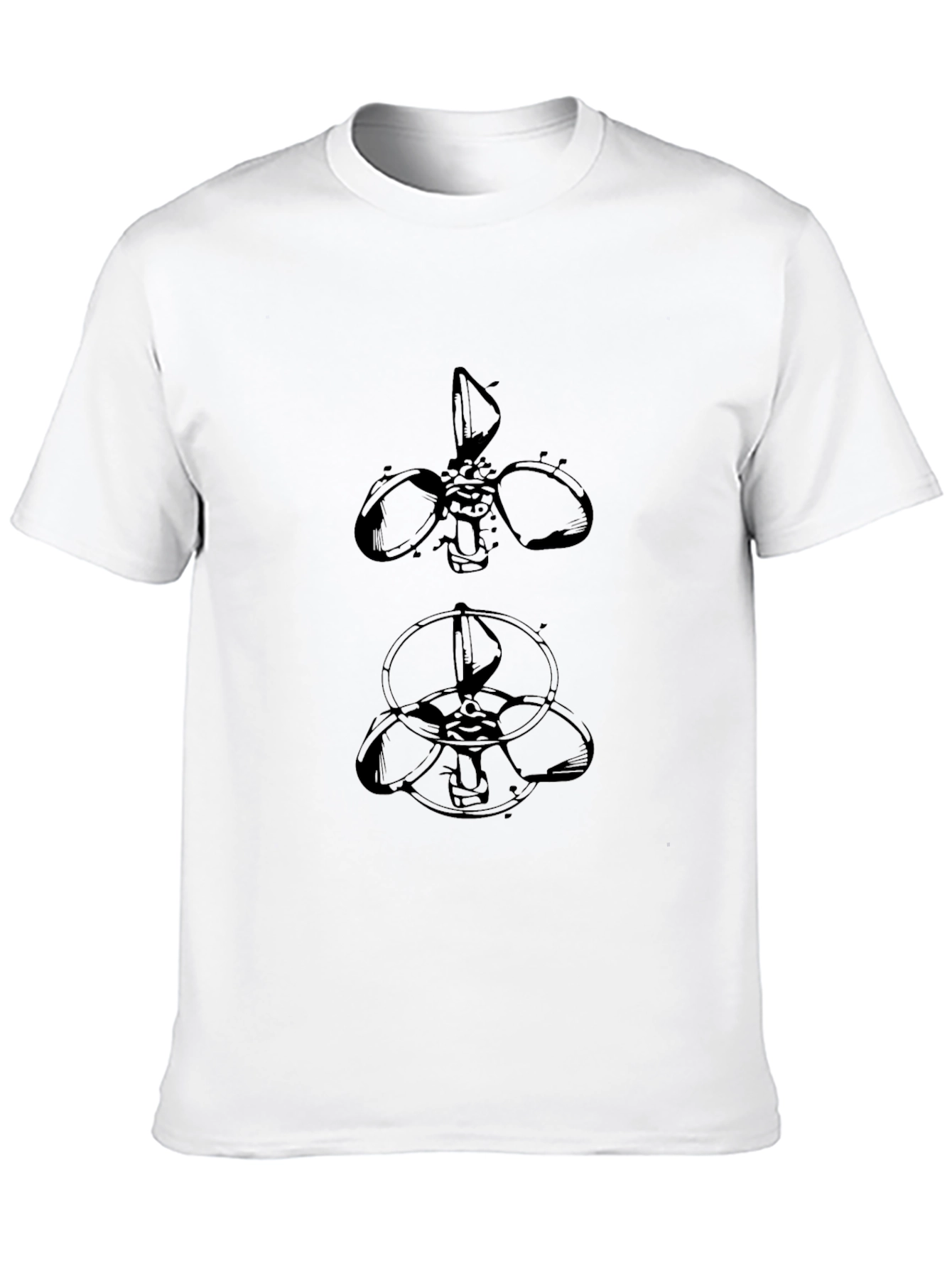 Abstract Propeller Graphic Tee - Black Cotton Blend