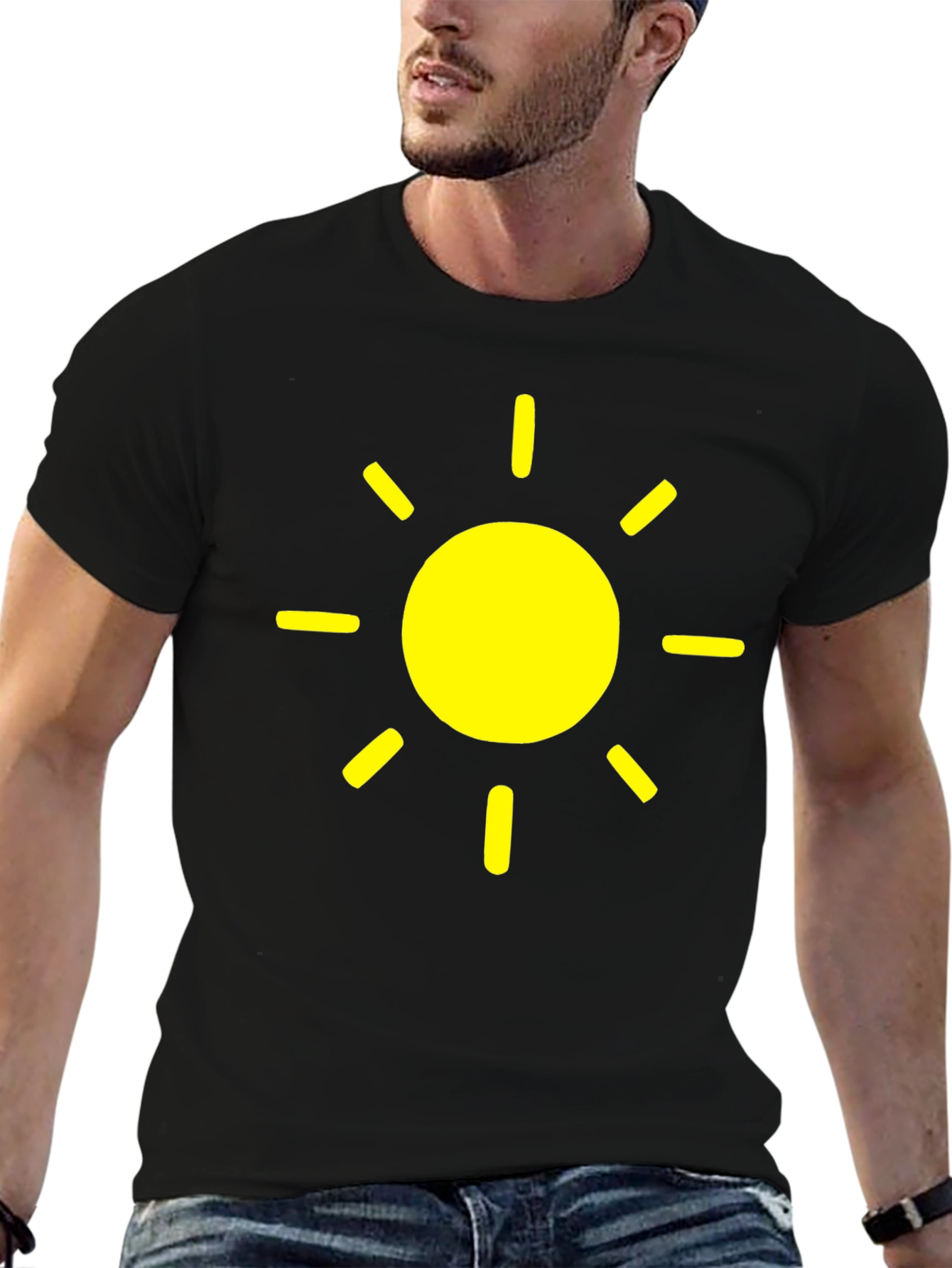 Sunny Day Graphic Tee - Black Cotton T-Shirt