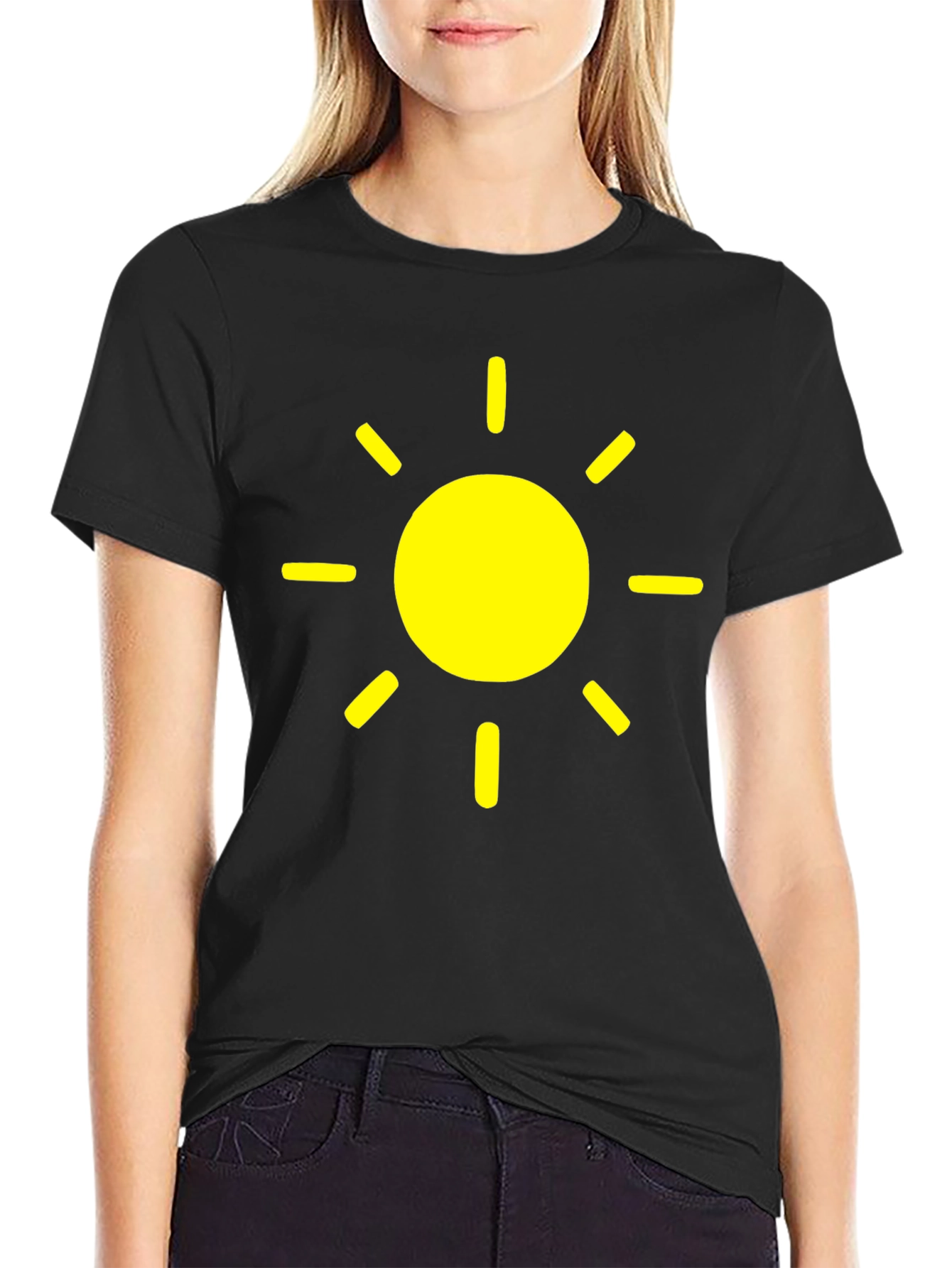 Sunny Day Graphic Tee - Black Cotton T-Shirt