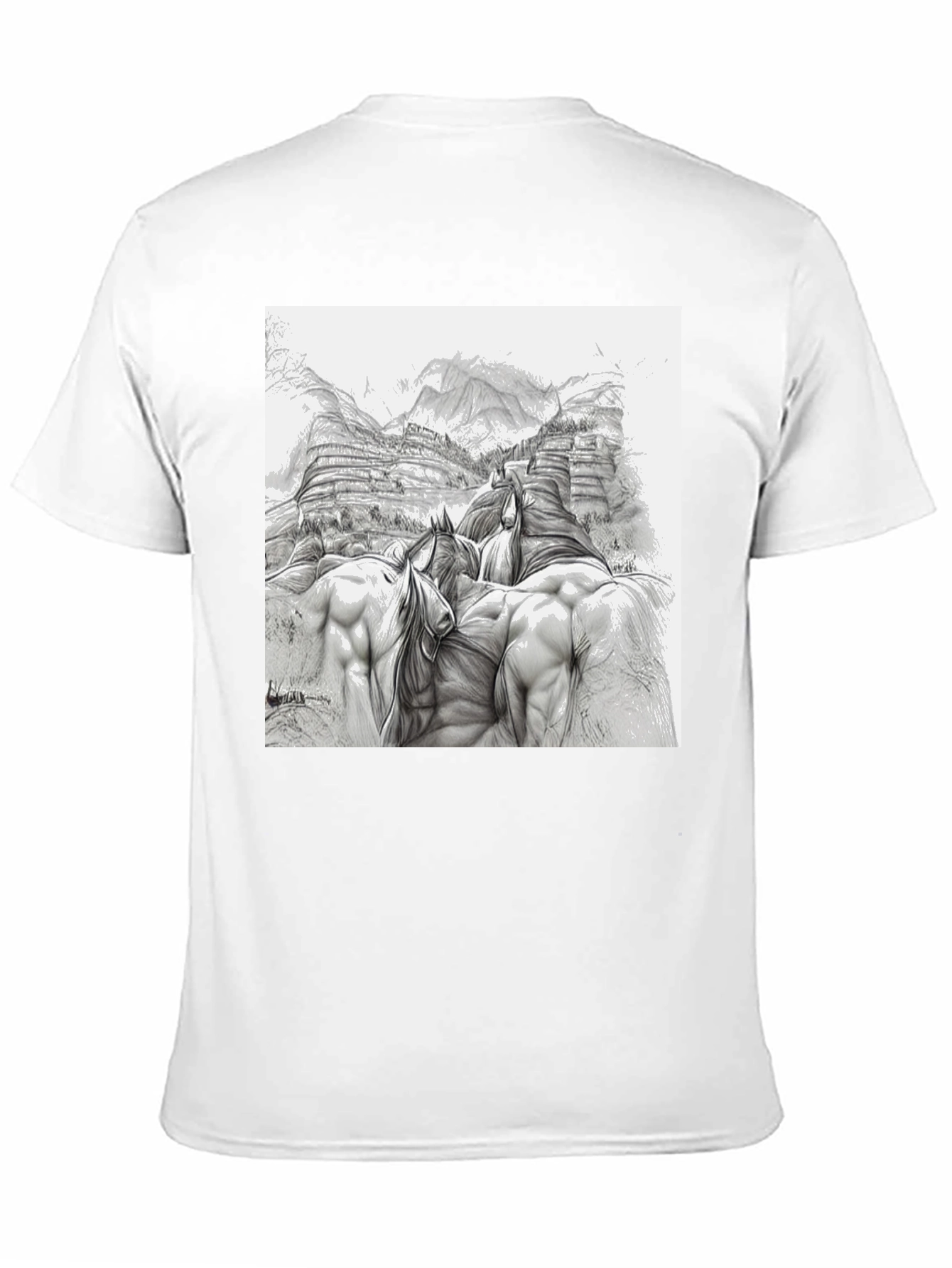 Sketch Art Horses Tee - Unique Graphic T-Shirt