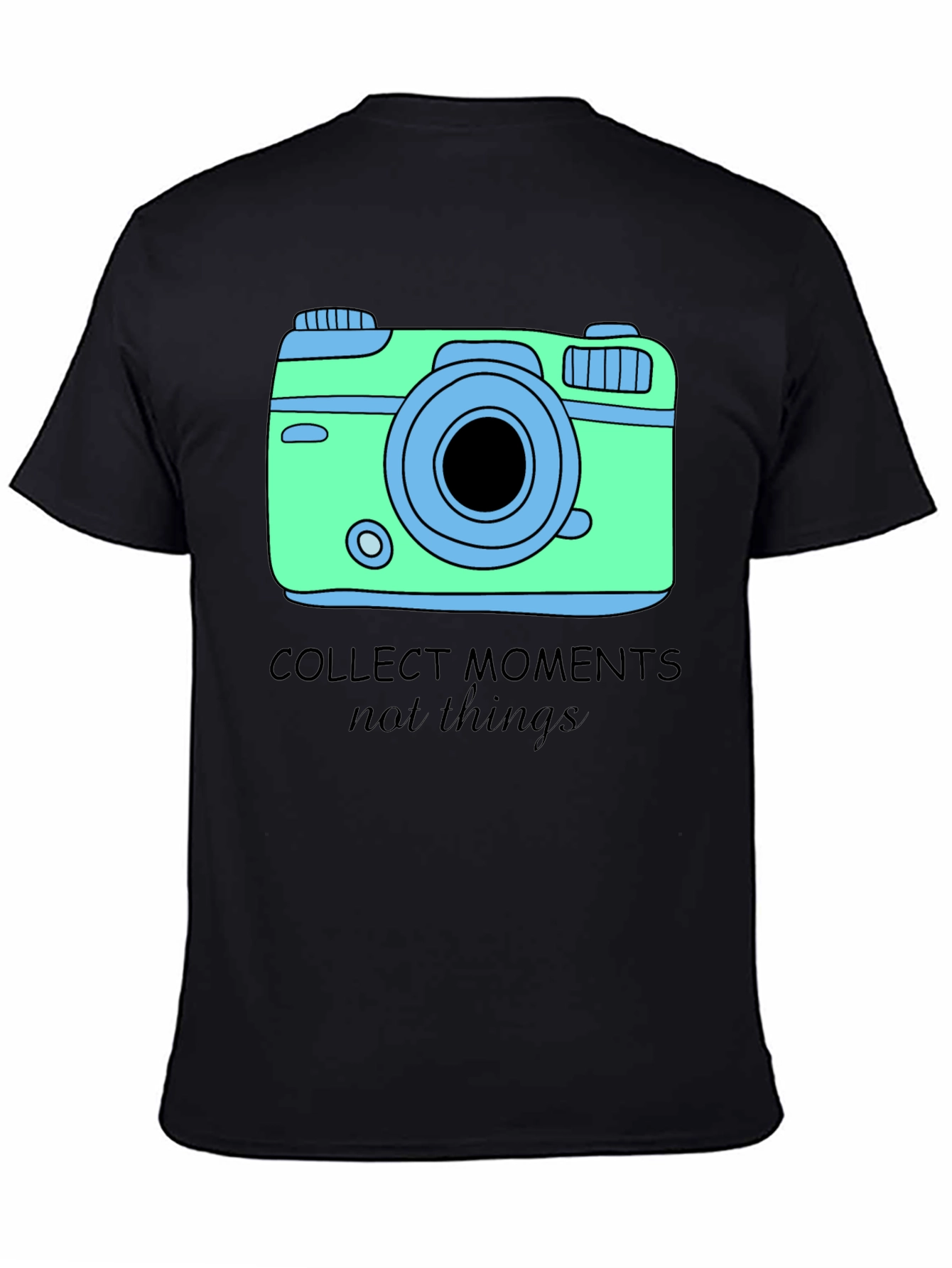Collect Moments Graphic Tee - Camera Design Black Shirt
