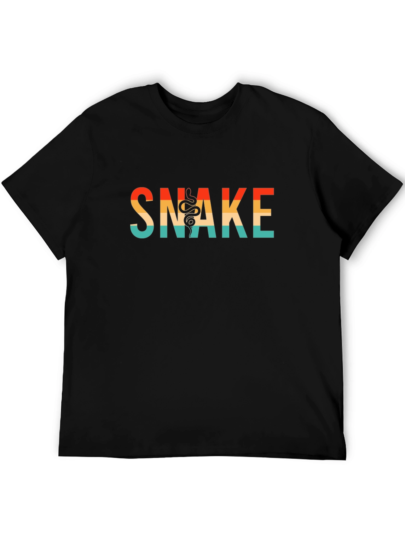Retro Snake Graphic Tee - Stylish Black Cotton T-Shirt