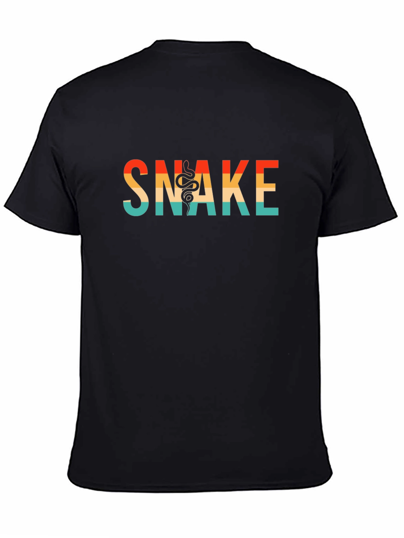 Retro Snake Graphic Tee - Stylish Black Cotton T-Shirt