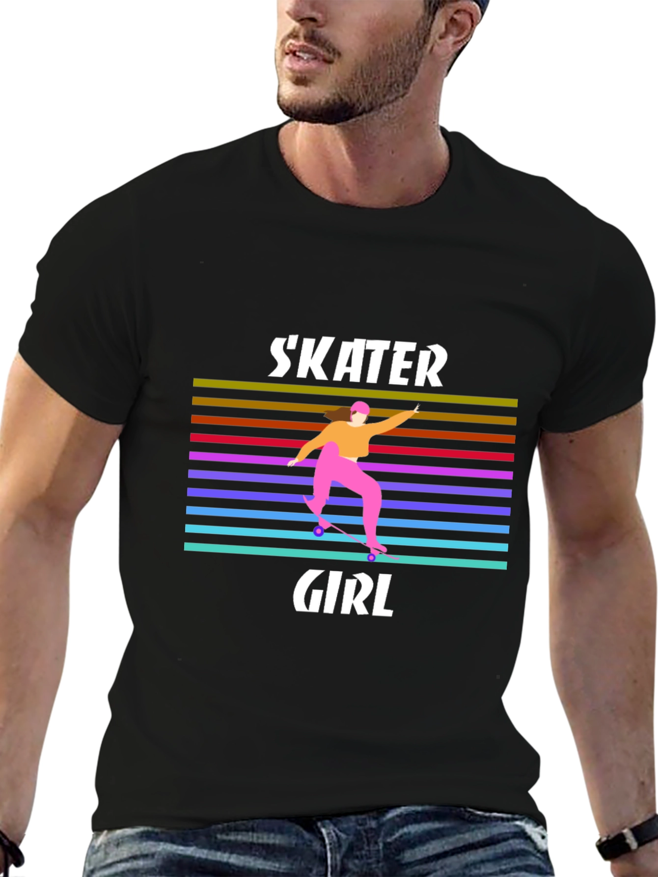 Skater Girl Graphic Tee - Retro Design