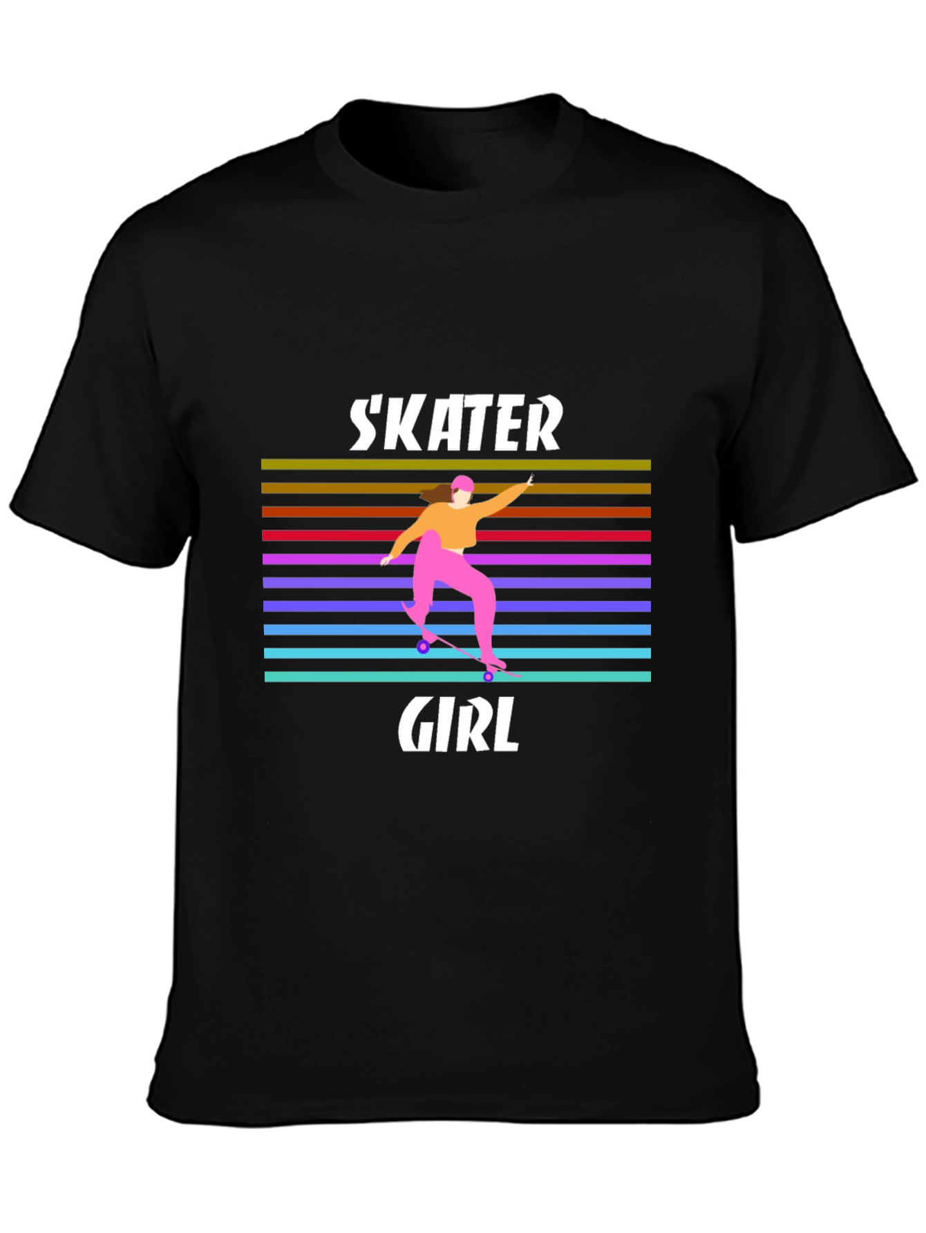 Skater Girl Graphic Tee - Retro Design