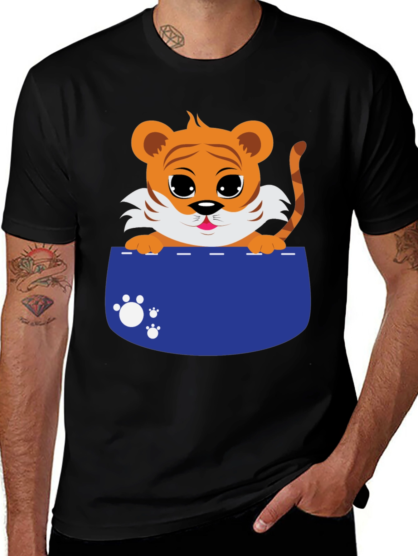 Cute Tiger Cub Pocket T-Shirt