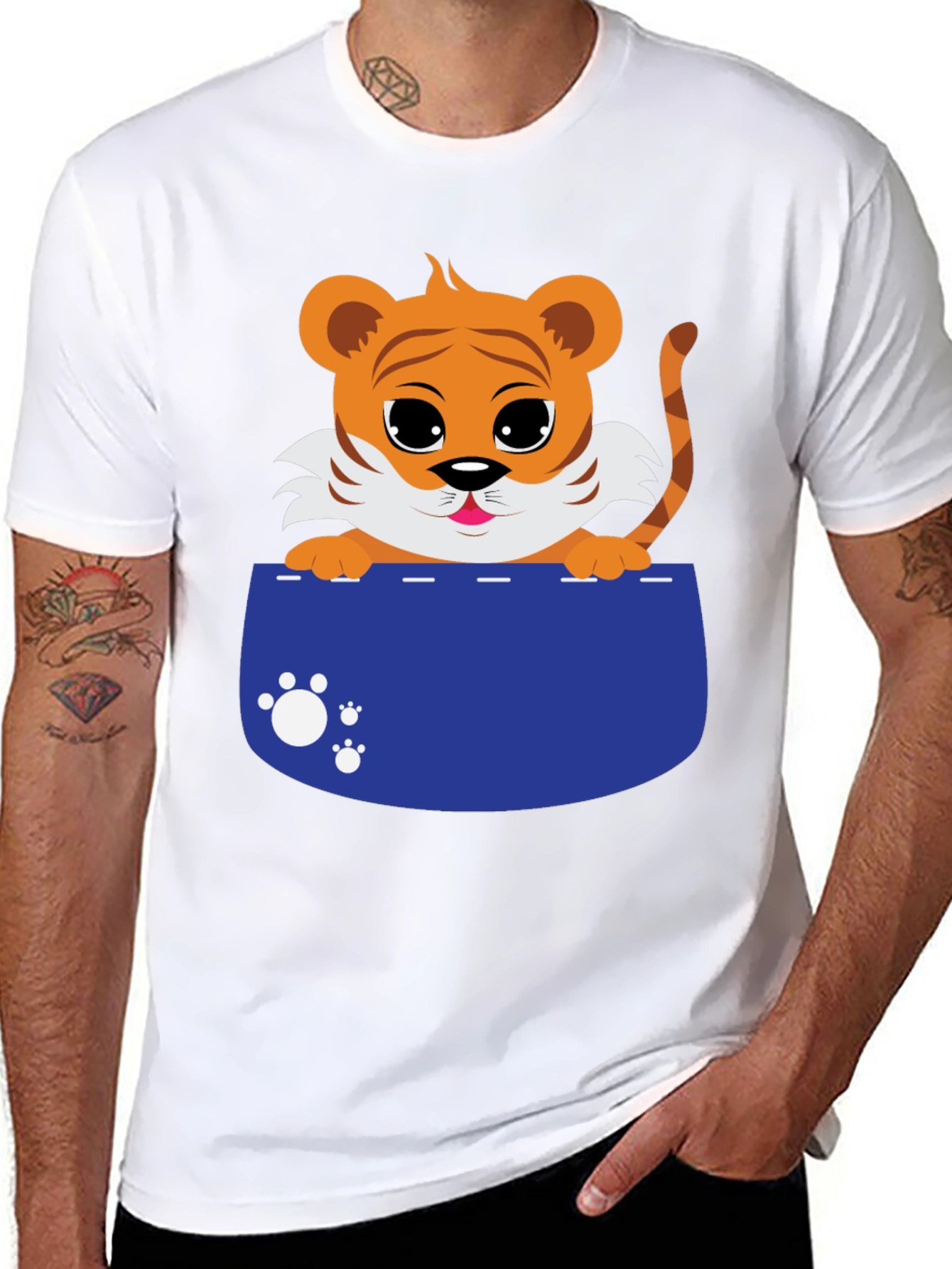 Cute Tiger Cub Pocket T-Shirt