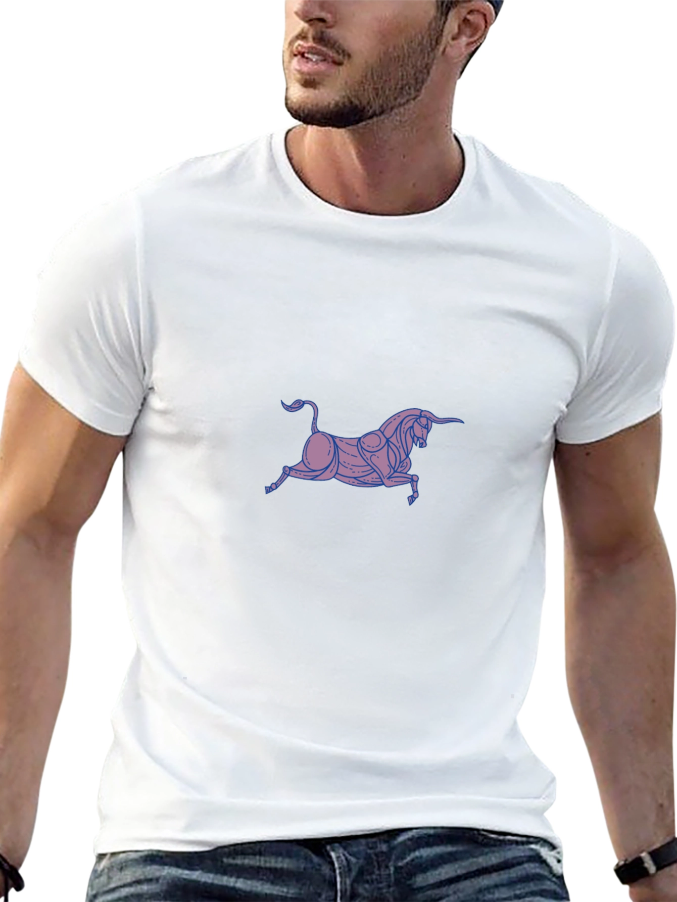 Stylish Bull Graphic Black T-Shirt