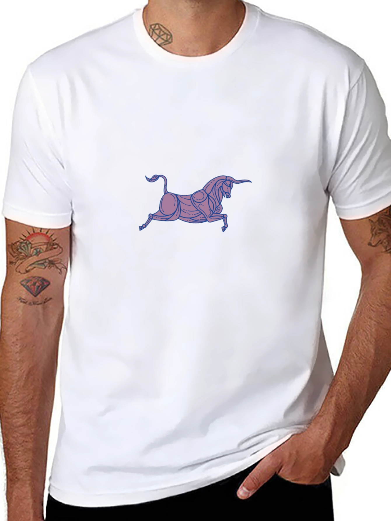 Stylish Bull Graphic Black T-Shirt