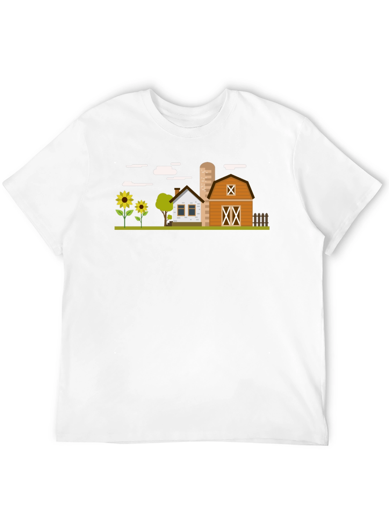 Farm Scene Graphic T-Shirt - Black Cotton Tee