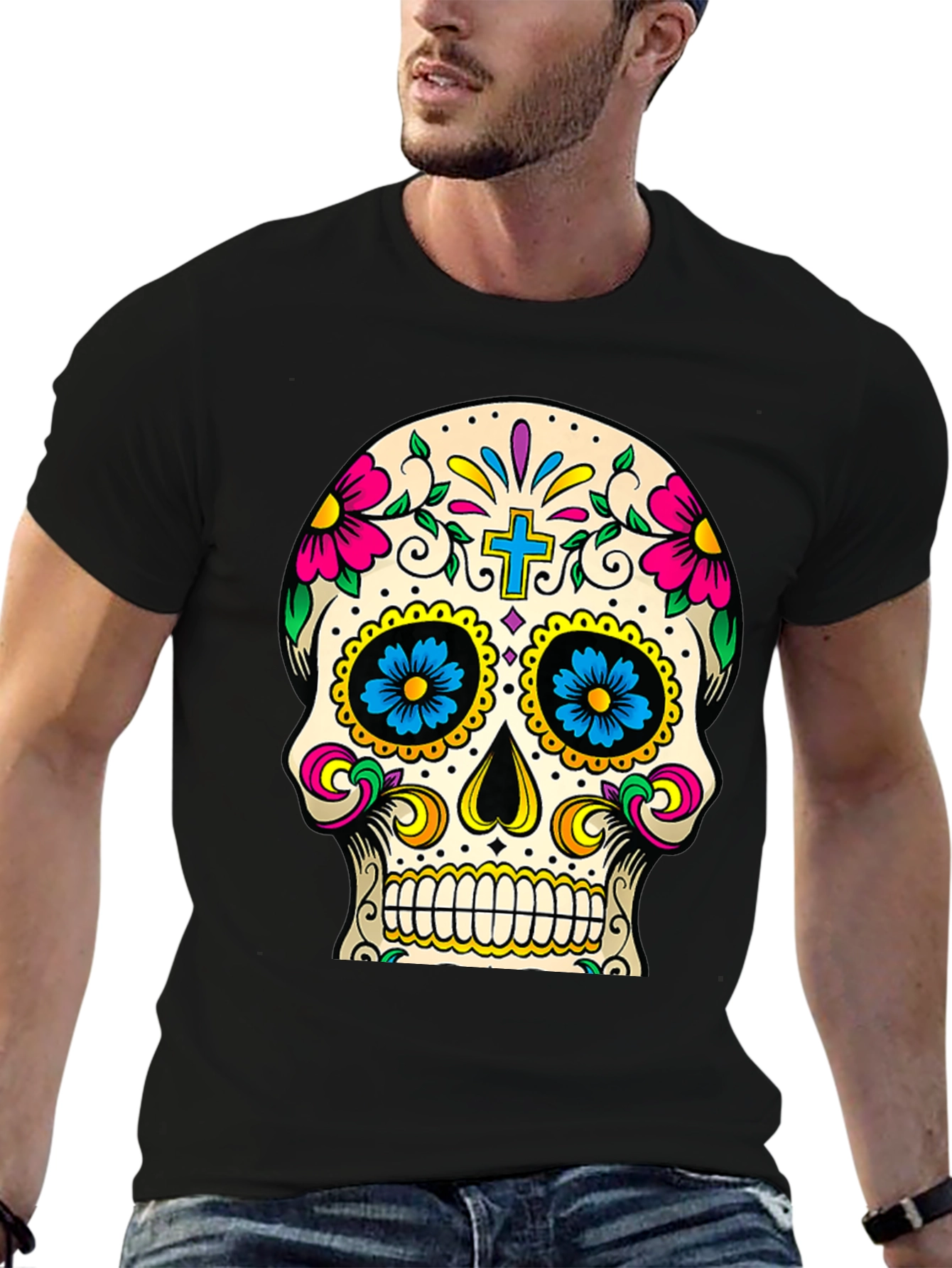 Day of the Dead Sugar Skull T-Shirt - Black