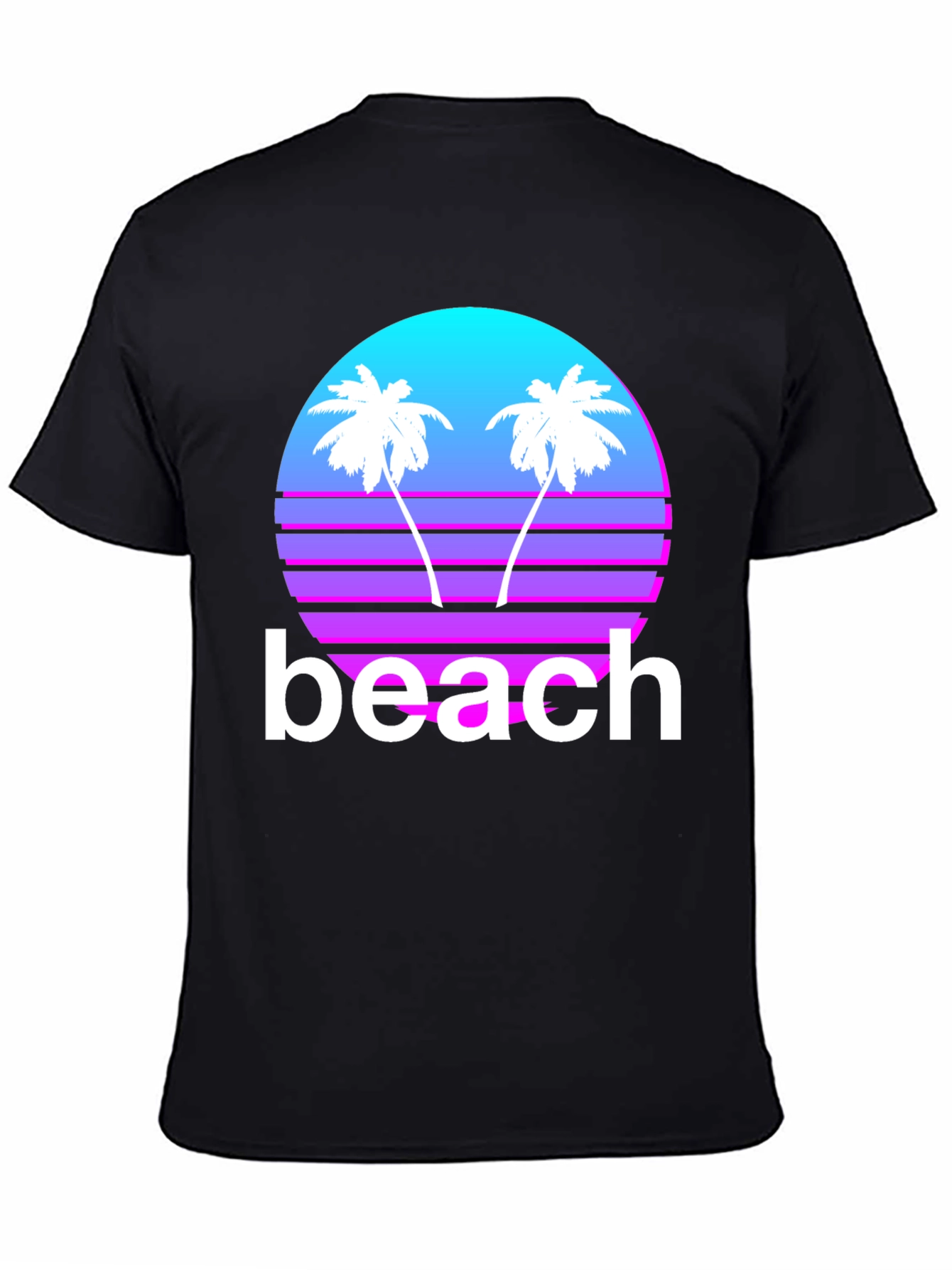 Retro Beach T-Shirt - Sunset Palms Graphic Tee