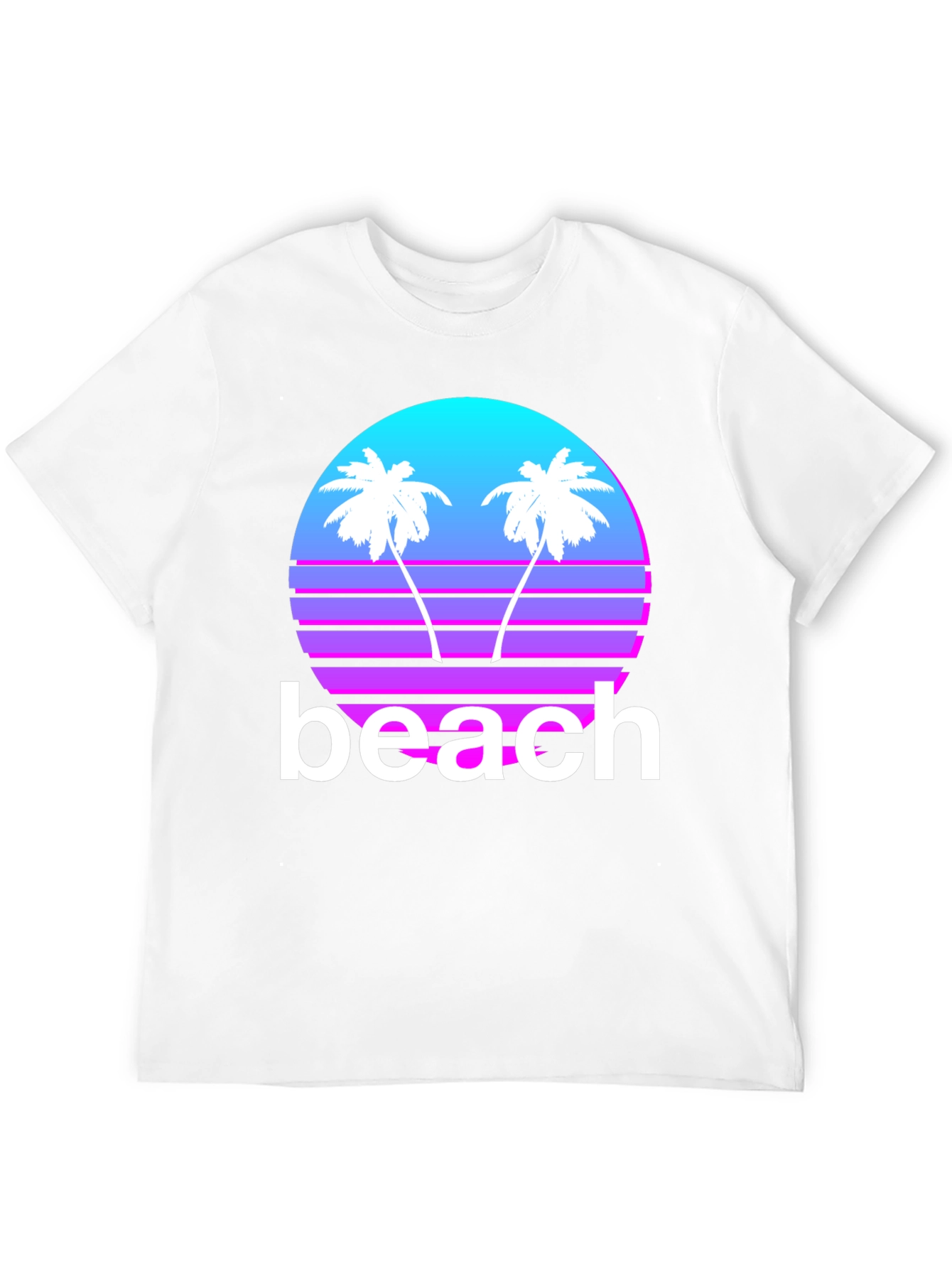 Retro Beach T-Shirt - Sunset Palms Graphic Tee