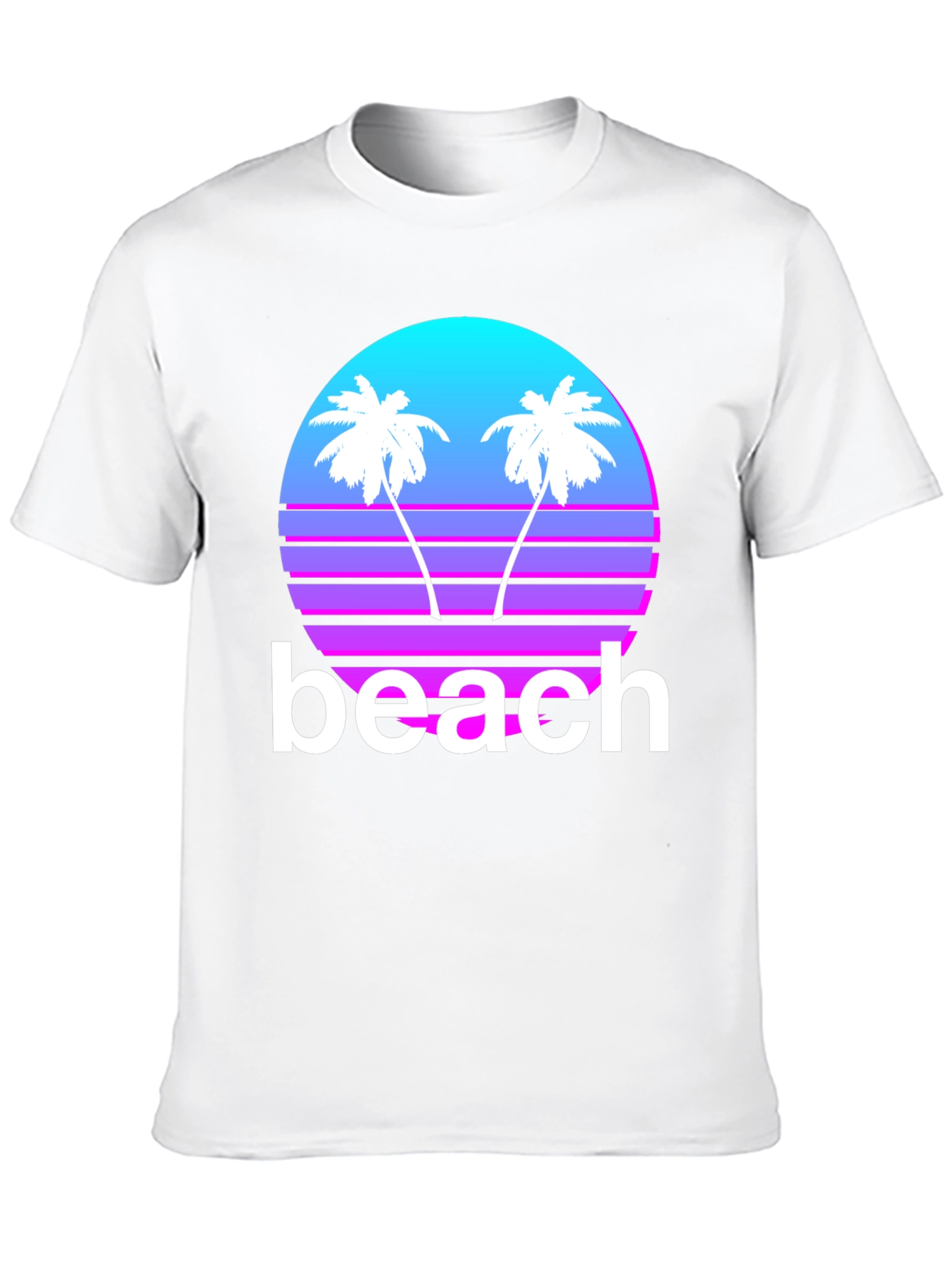 Retro Beach T-Shirt - Sunset Palms Graphic Tee