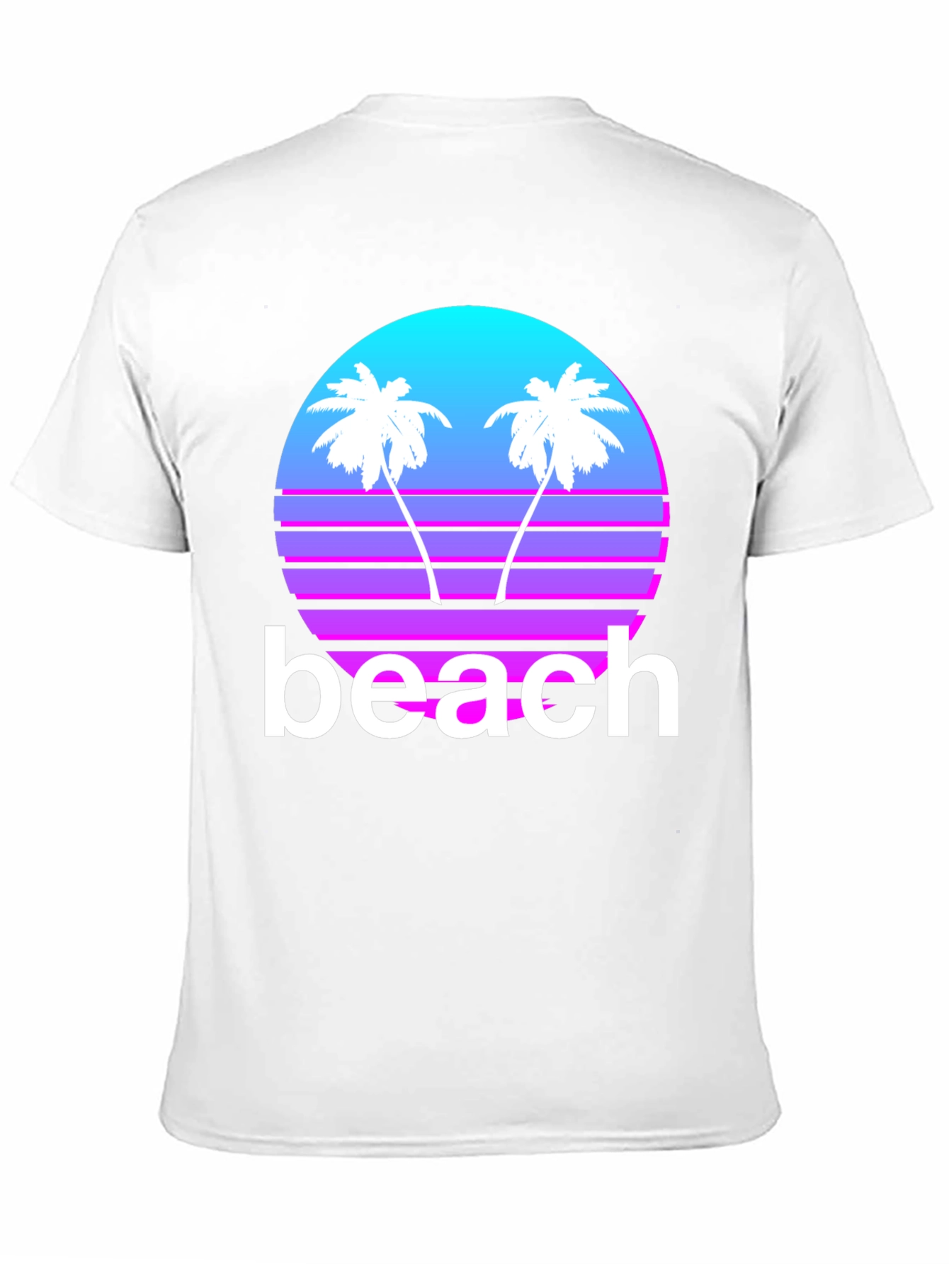 Retro Beach T-Shirt - Sunset Palms Graphic Tee
