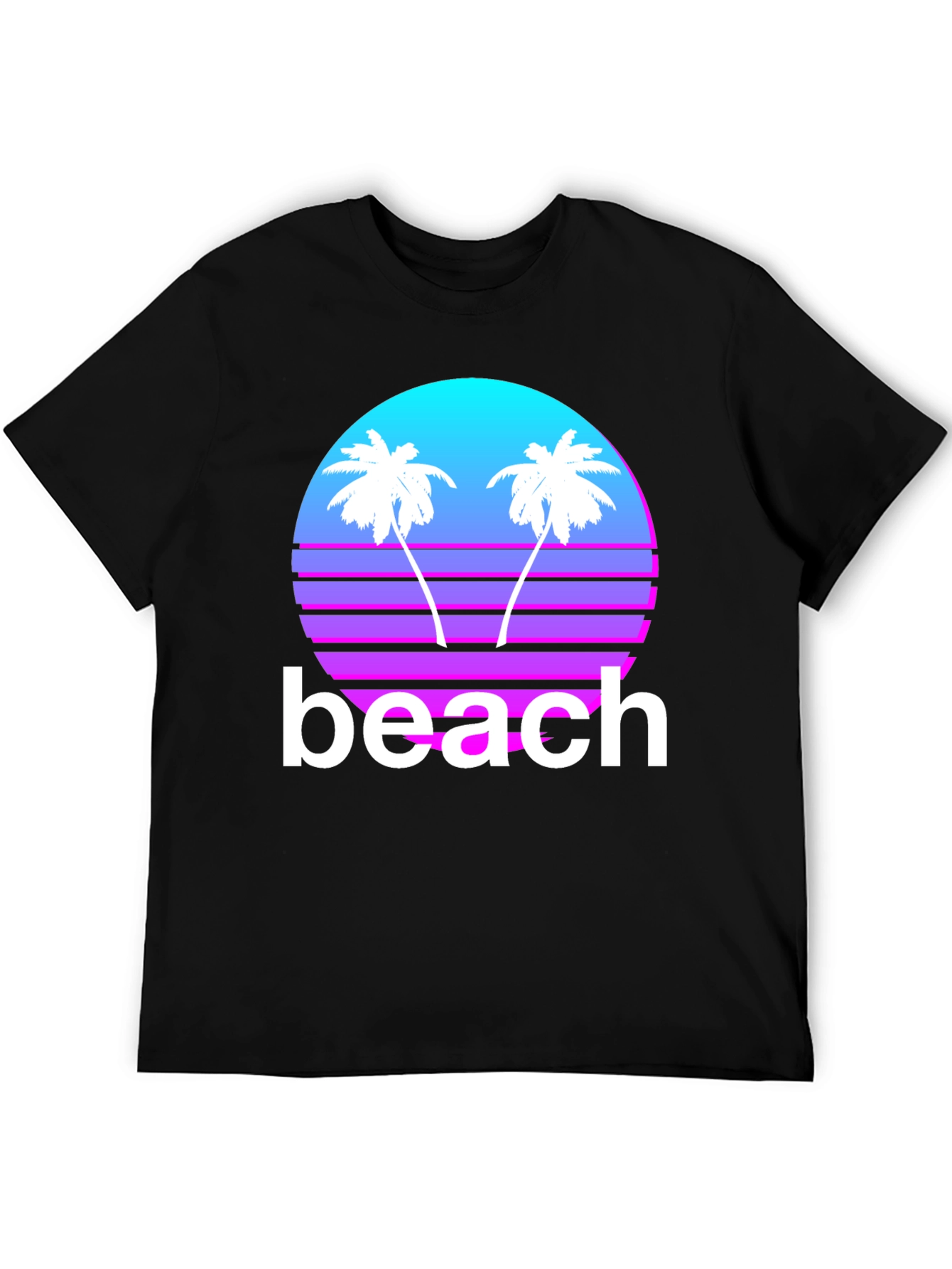 Retro Beach T-Shirt - Sunset Palms Graphic Tee