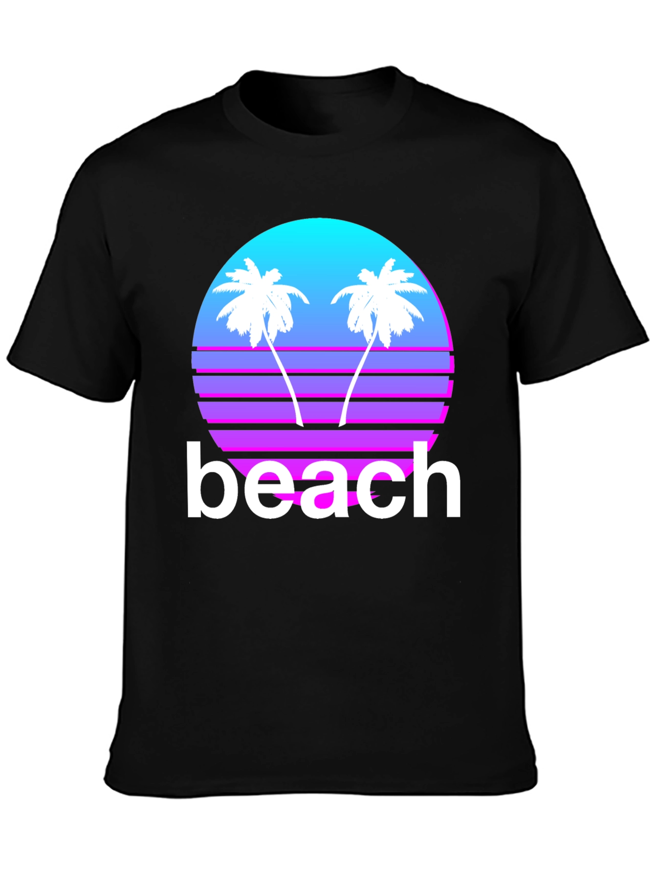 Retro Beach T-Shirt - Sunset Palms Graphic Tee