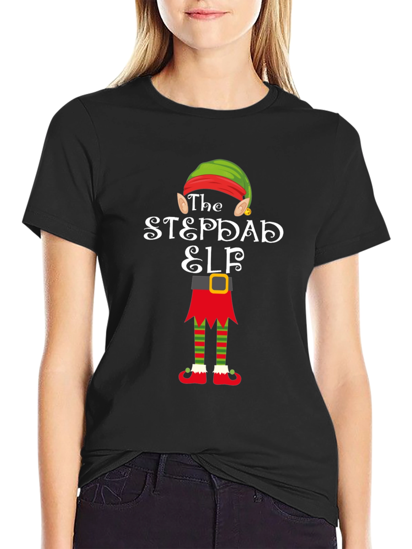 The Stepdad Elf Graphic T-Shirt - Festive Holiday Apparel