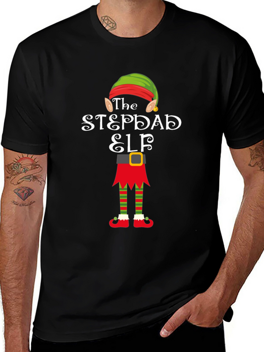 The Stepdad Elf Graphic T-Shirt - Festive Holiday Apparel