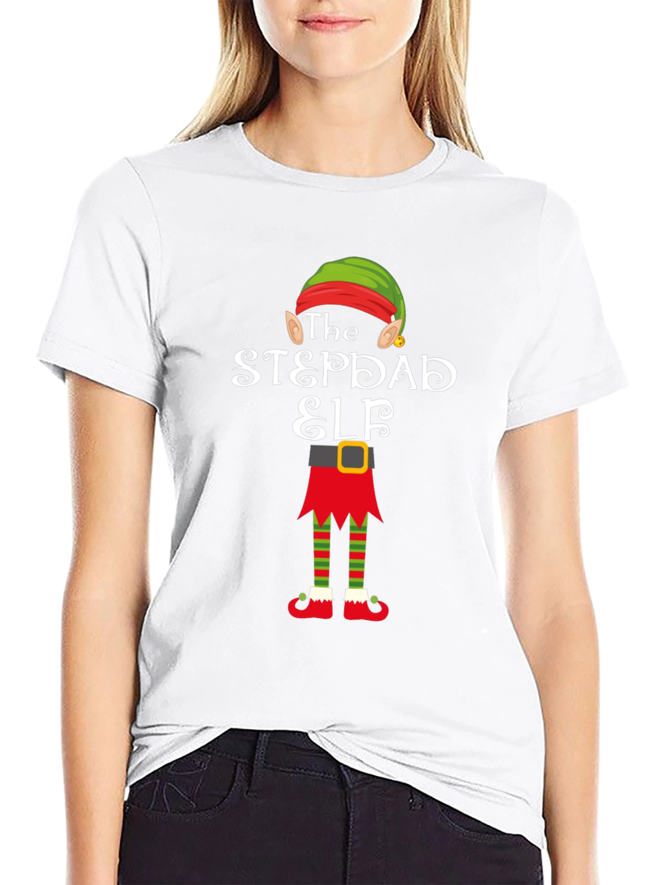 The Stepdad Elf Graphic T-Shirt - Festive Holiday Apparel